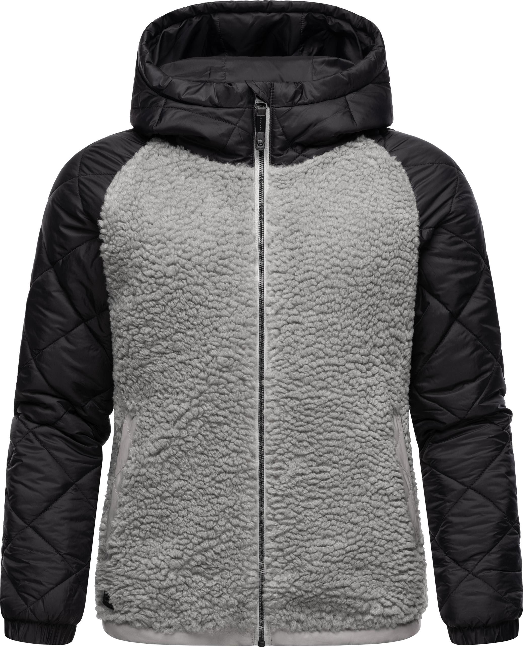 Ragwear Outdoorjacke Leeloo Damen Übergangsjacke aus Teddyfleece mit gesteppten Ärmeln