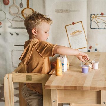 MeowBaby Stehhilfe Lernturm für Kinder Montessori Lernstuhl Natur (1 St), Kinderhocker, Höhenverstellbar, Abgerundete Ecken & Kanten