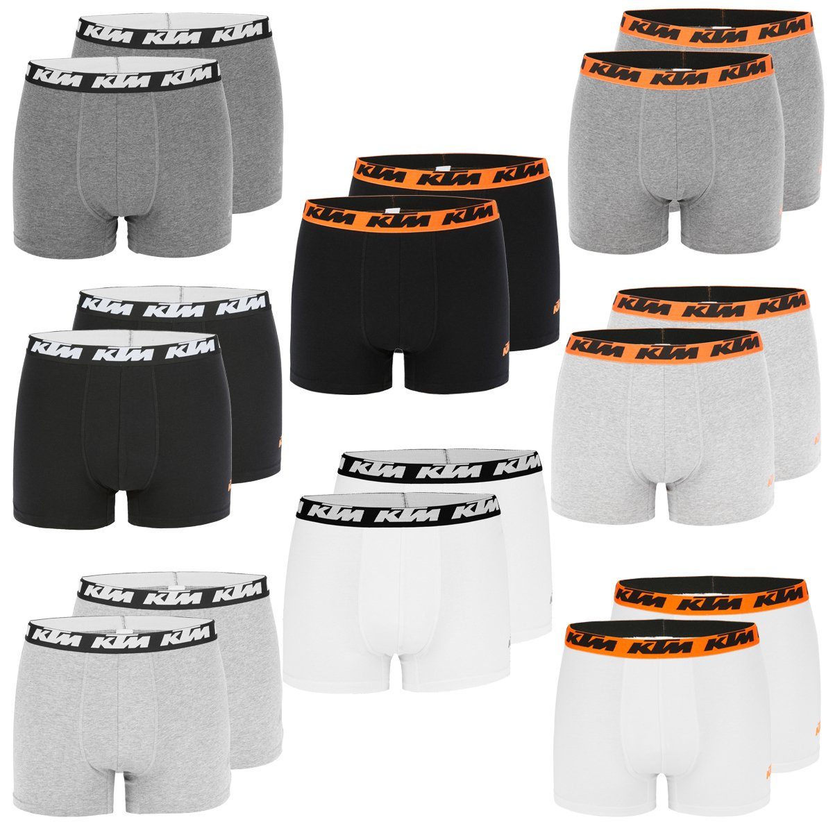 Light Pack Cotton Boxer / 4er-Pack) (Set, 4er KTM Grey Orange Boxershorts 4-St., Man