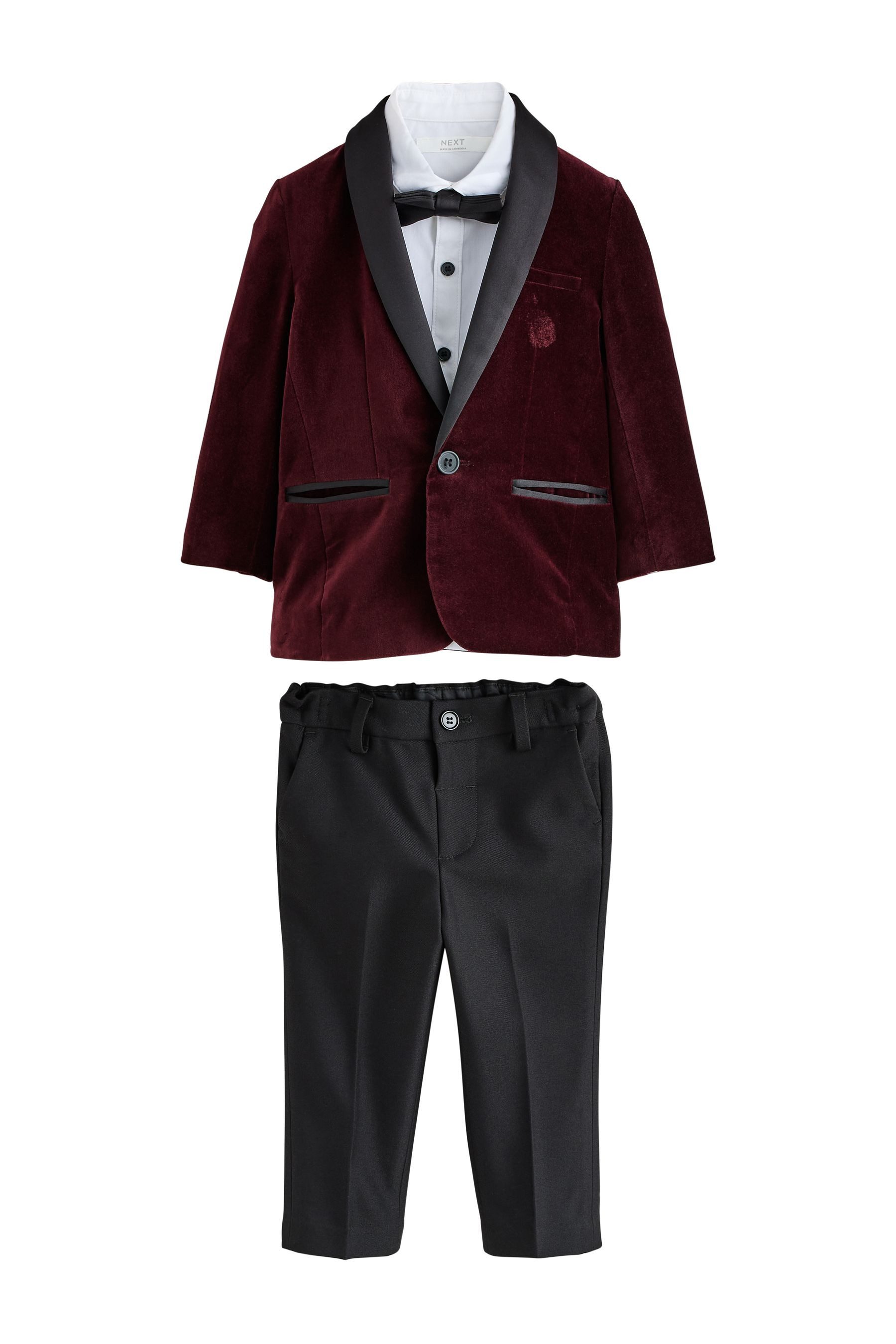 Next Kinderanzug Jacke, Hemd, Hose und Fliege aus Samt im Set (4-tlg)