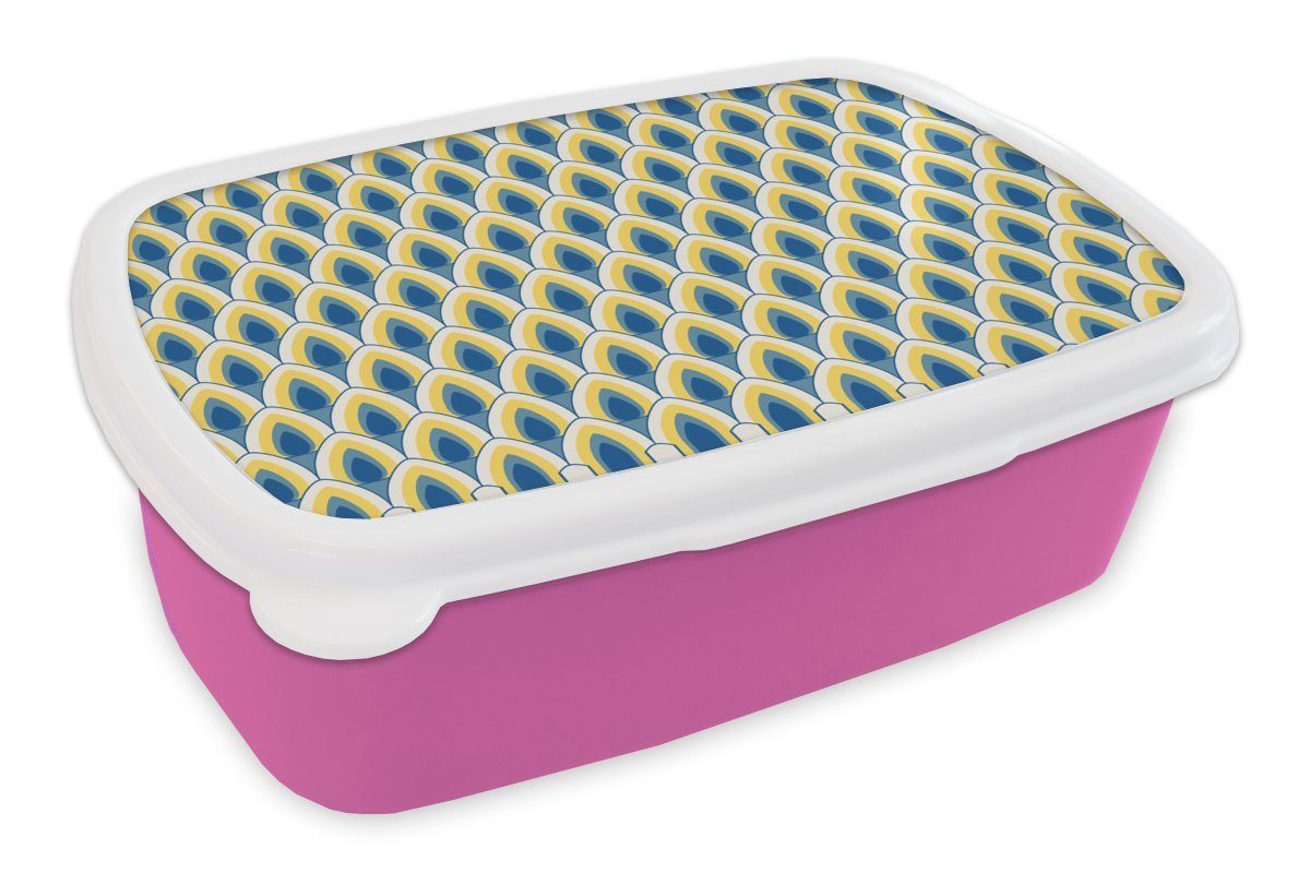 Erwachsene, Brotbox (2-tlg), Kunststoff rosa - Gelb für Mädchen, - Muster Kinder, Snackbox, MuchoWow Brotdose - Kunststoff, Blau, Retro - Lunchbox Design