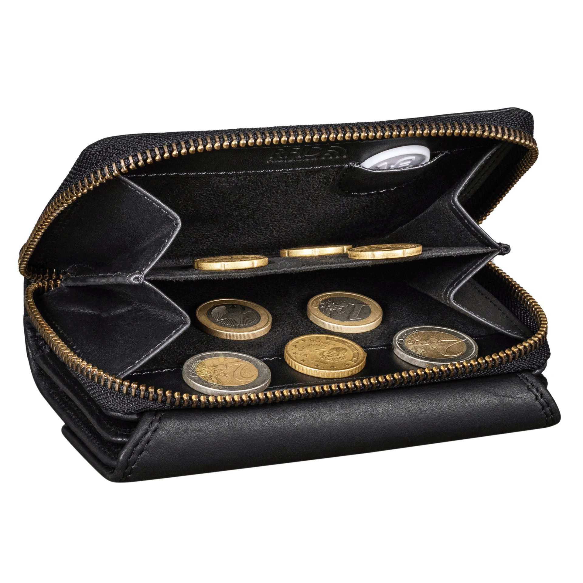 Benthill Geldbörse Damen Portemonnaie Echt Leder RFID Vintage Portmonee Geldbeutel, RFID-Schutz Kartenfächer Münzfach Reißverschlussfach