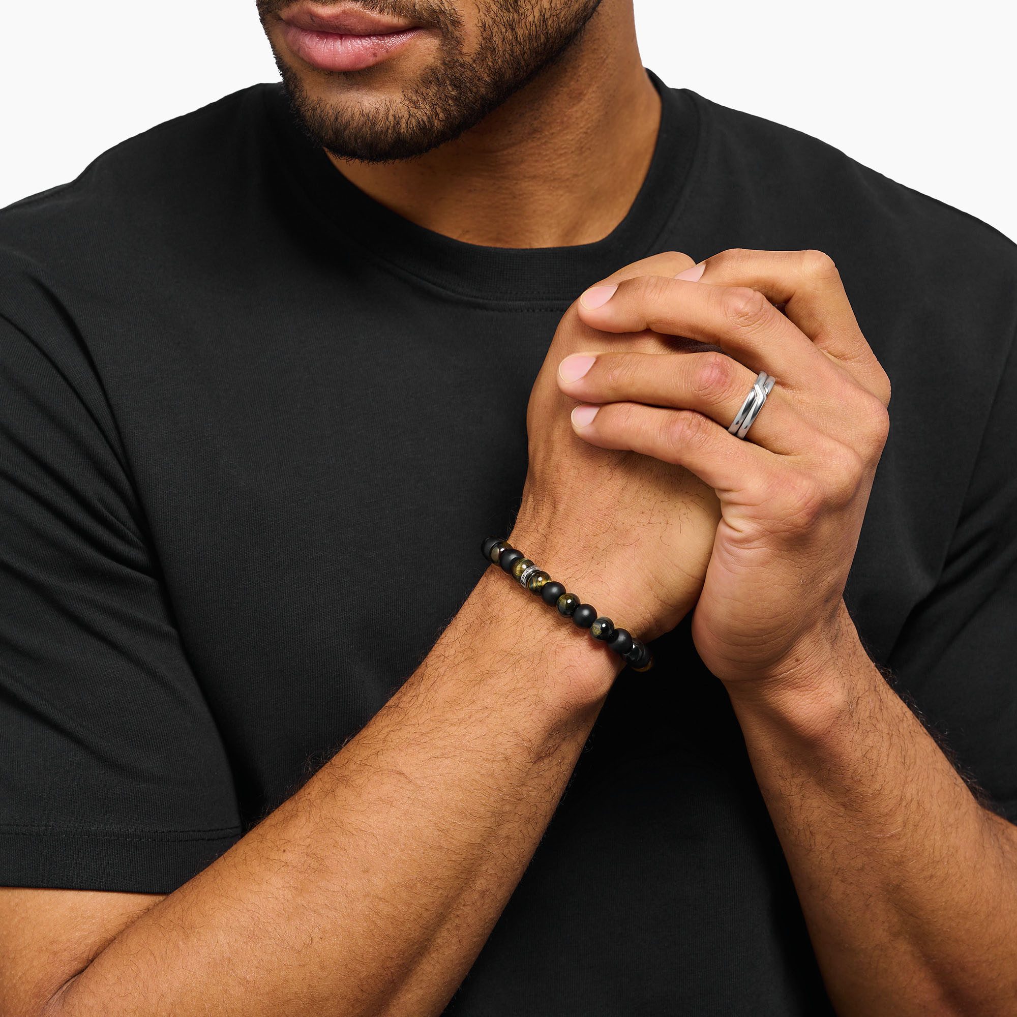 THOMAS SABO Armband Bead Armband, mit Obsidian, Tigerauge