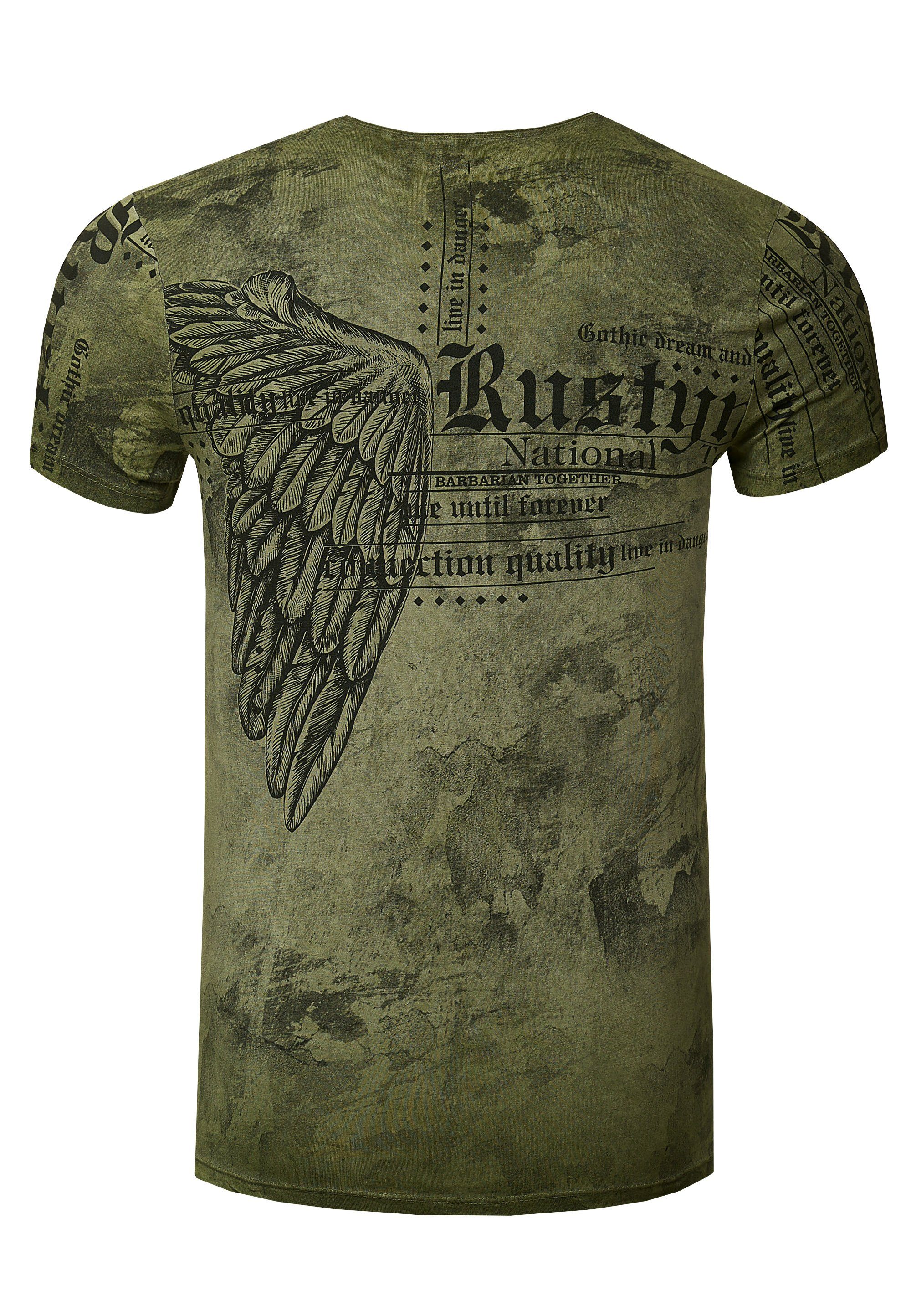 Rusty Neal T-Shirt mit coolem Allover-Print