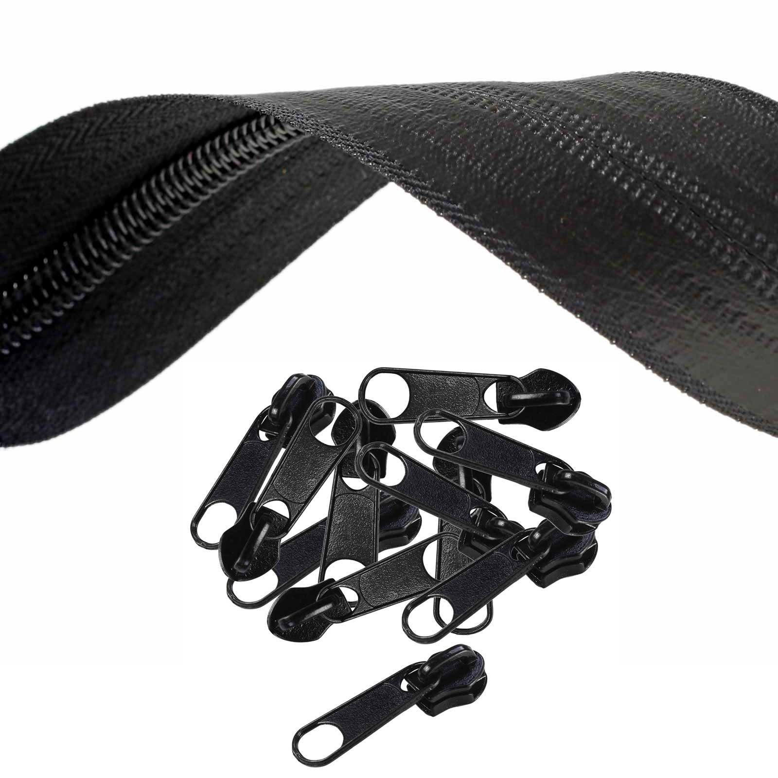 maDDma Kreativset 5m Outdoor Endlos-Reißverschluss wasserfest 8mm Spiral m. 10 Zippern