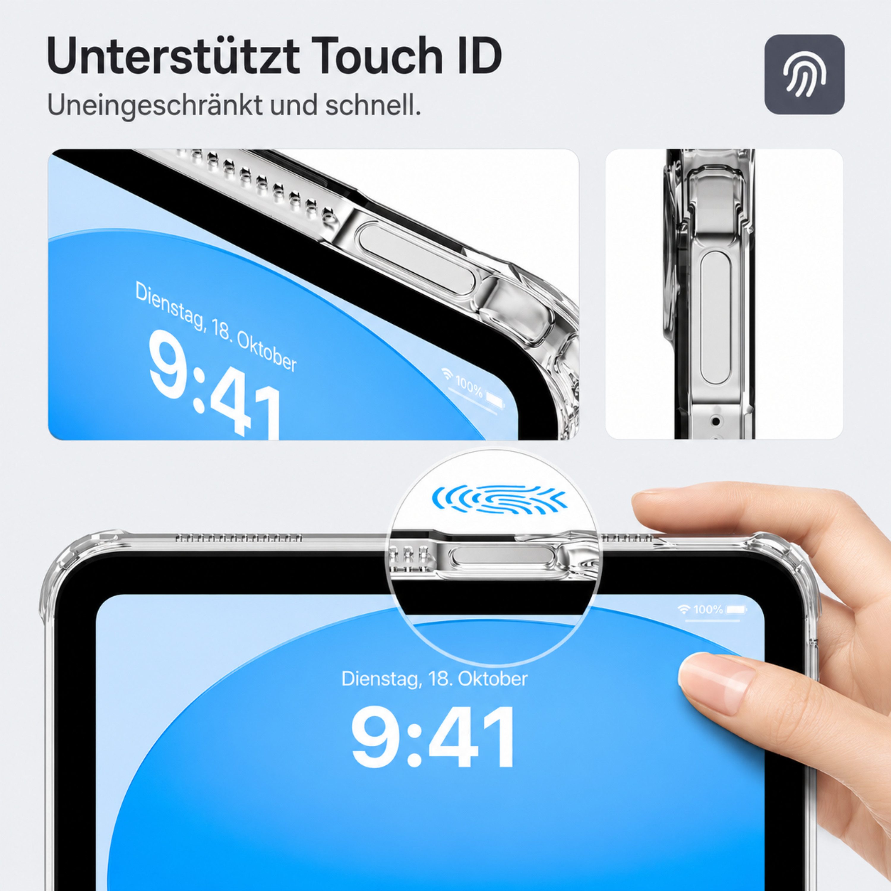 S&T Design Tablet-Hülle Hülle für iPad Clear Case Transparent Stoßfest Tablet Schutzhülle Dünn, Kratzfest Klare Schutzhülle Dünne Hülle Cover mit Stoßfester Har – Bild 4 von 5