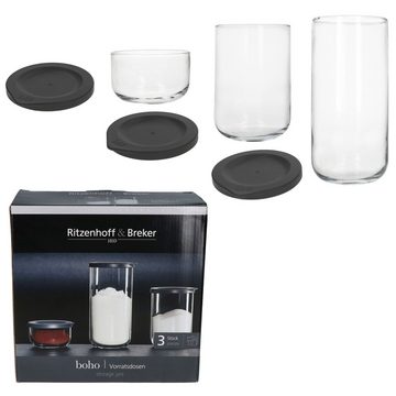 Ritzenhoff & Breker Vorratsglas Ritzenhoff 3tlg Set Boho Vorratsdose 1,4L 1L 380ml Glas-Behälter, Glas