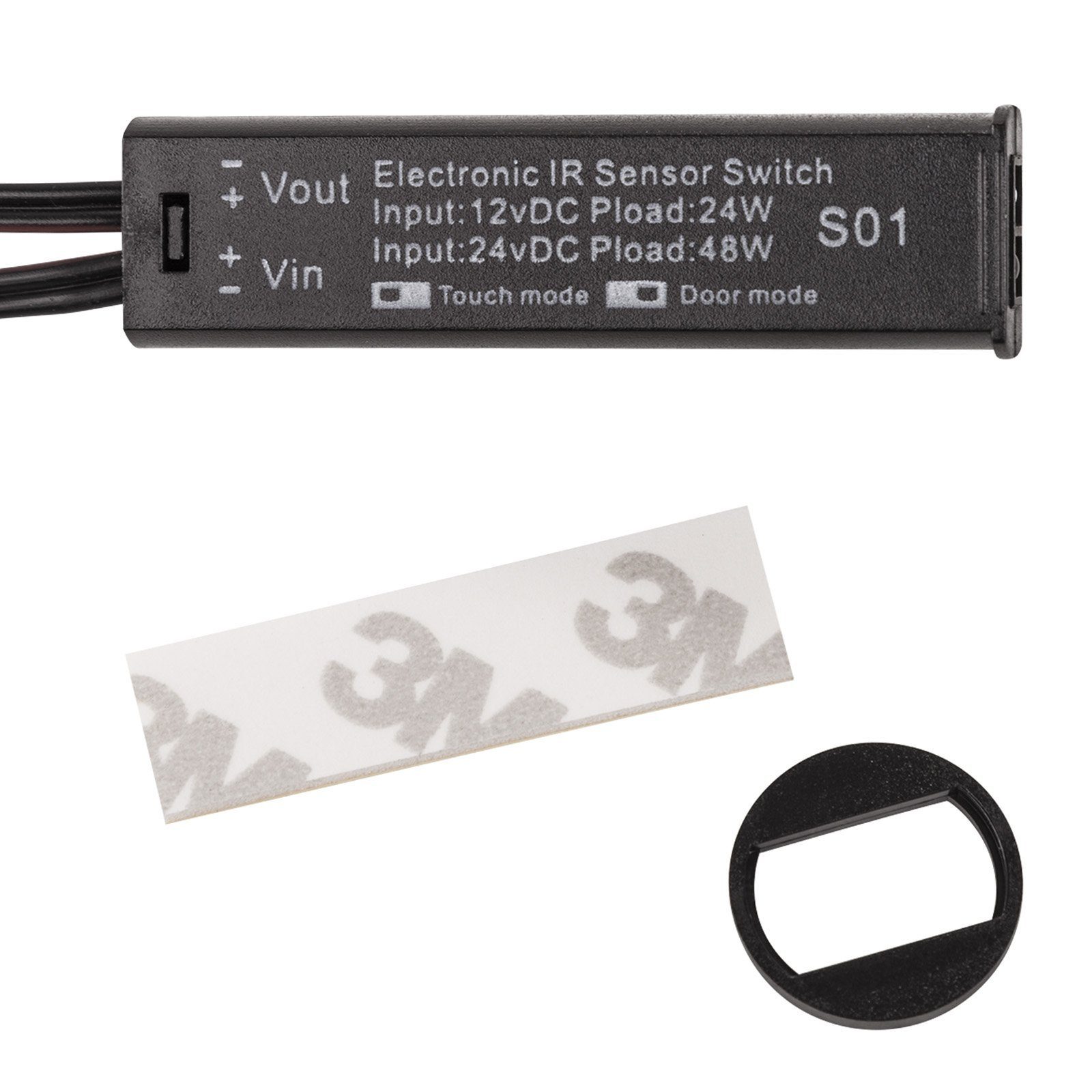 SO-TECH® Lichtschalter Einbausensor mit 2 Schaltfunktionen für Tür- / Handbewegung (2-St), 2 IR Sensoren schwarz, ohne Trafo