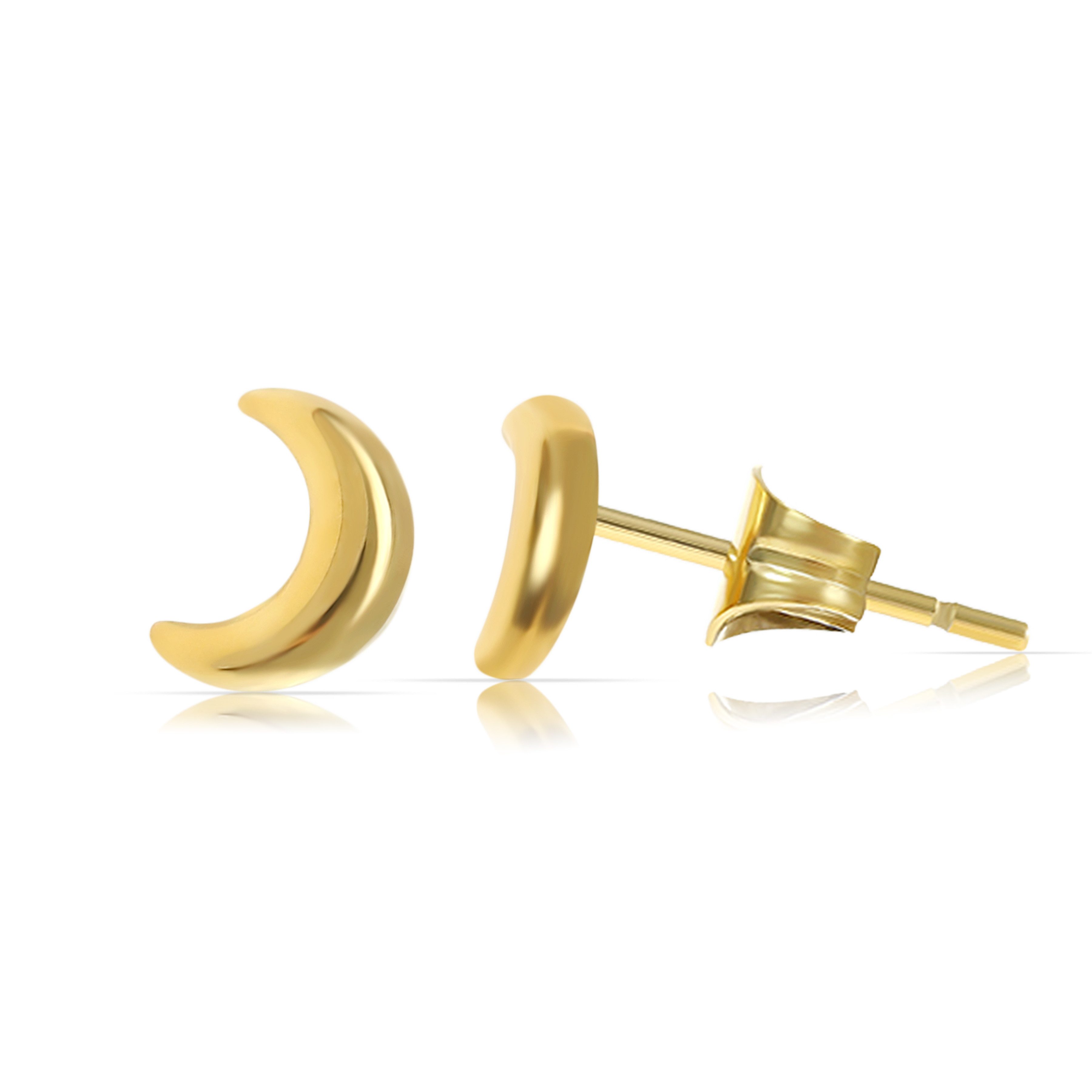 Made by Nami Paar Ohrstecker Damen Mond Stern Edelstahl goldfarben hypoallergen wasserfest, aus Edelstahl – mit Mond - minimalistisches Design