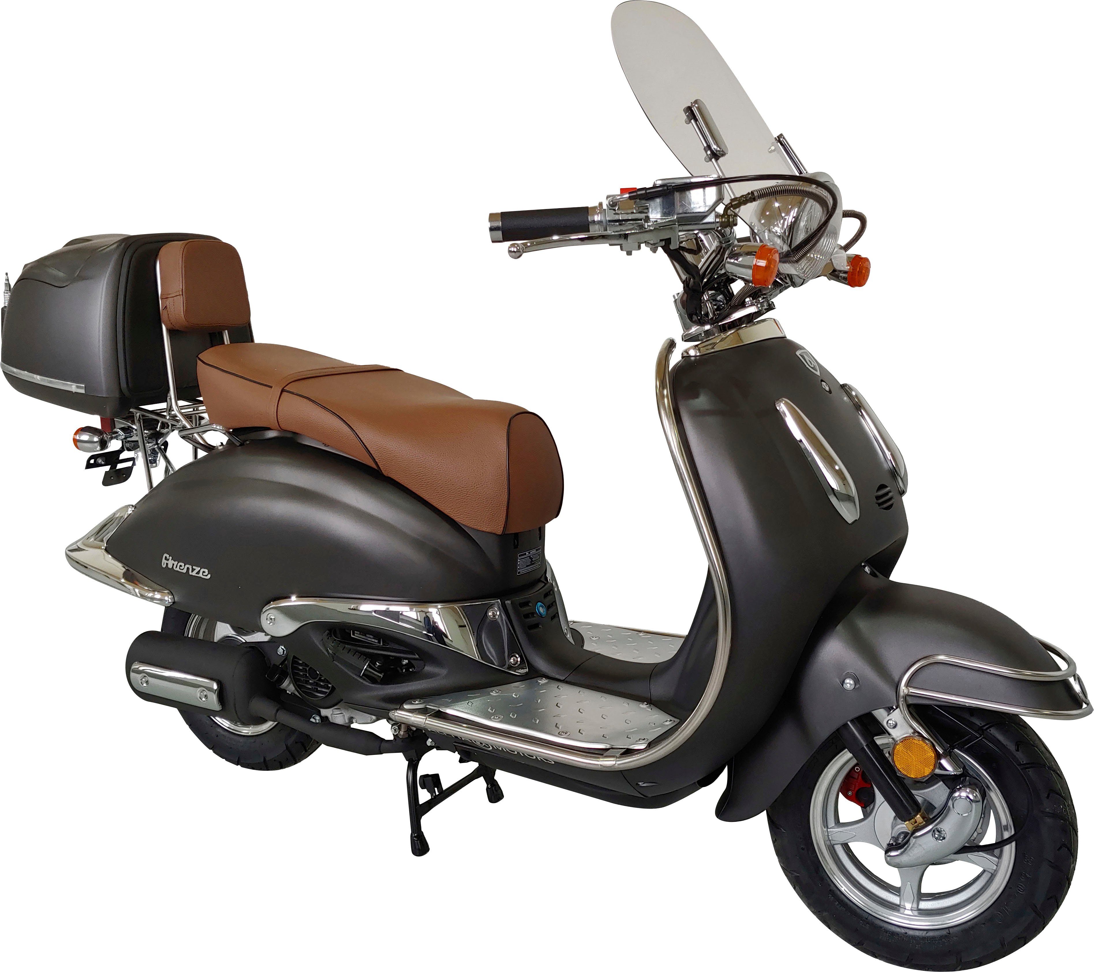Alpha Motors Motorroller 50 ccm, braun Firenze 5 Limited, mattschwarz 45 km/h, | Euro