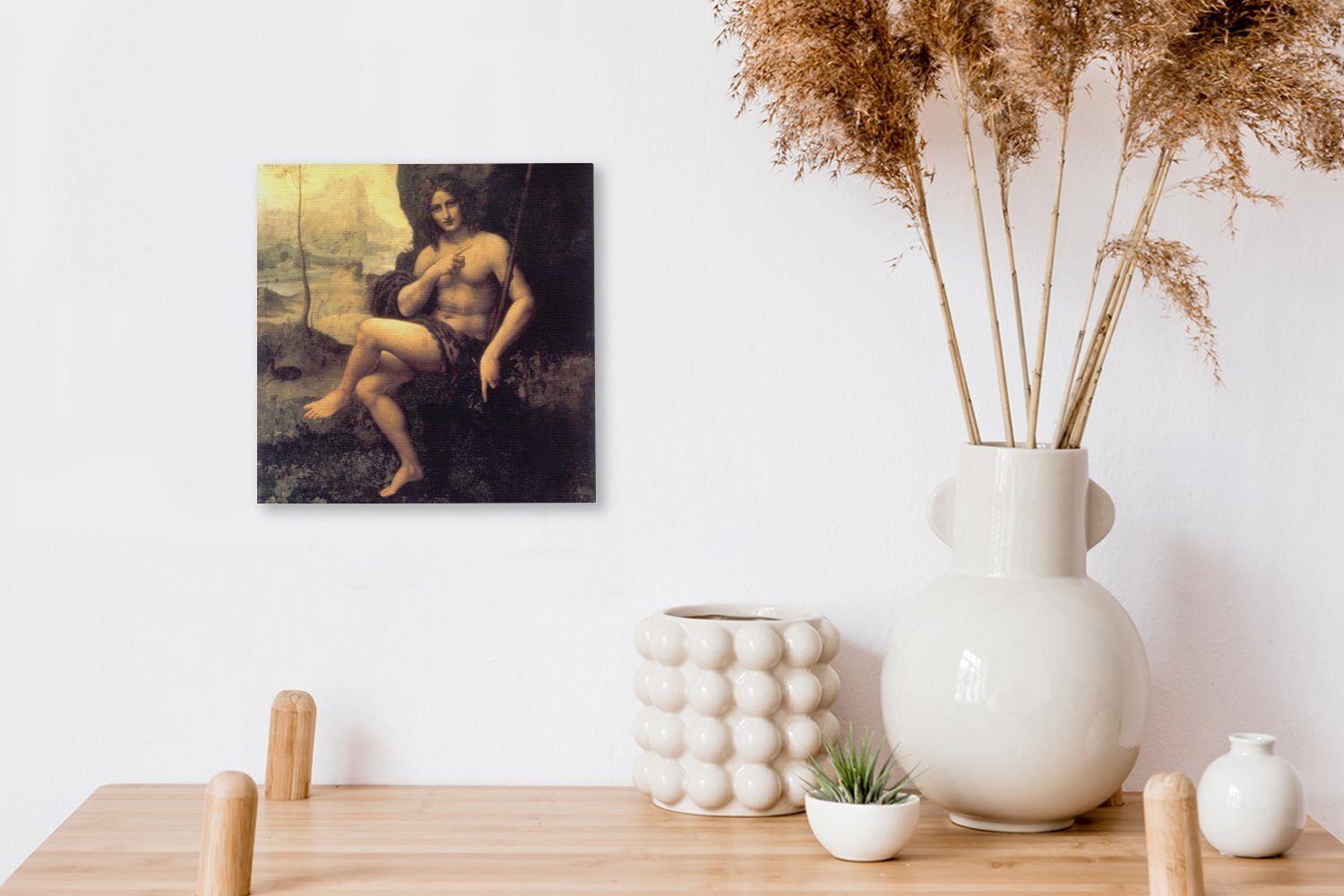 OneMillionCanvasses® Leonardo Wüste Johannes Schlafzimmer Vinci, in Der Leinwandbild für Wohnzimmer heilige - Leinwand Bilder da der (1 St),