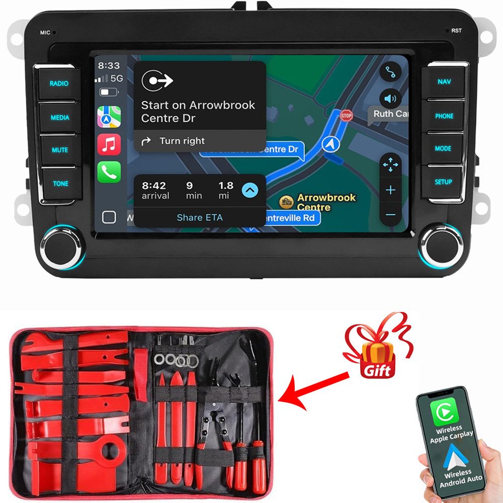 ESSGOO Für VW GOLF 5 6 Plus Touran Tiguan Caddy Passat Polo Carplay Autoradio (RDS, Digitalradio (DAB), FM, AM, Carplay Android Auto Blurtooth Navigationsgeräte)