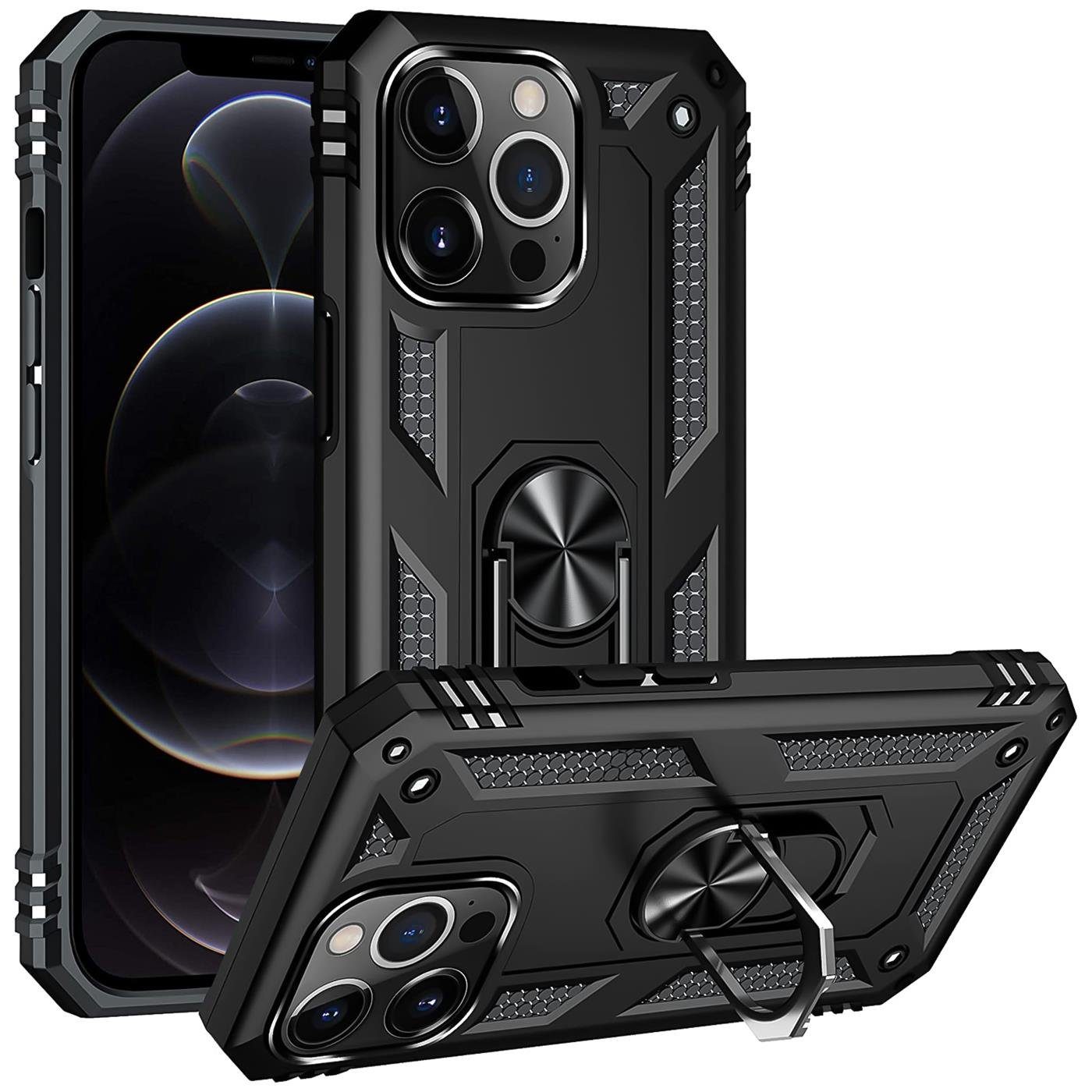 CoolGadget Handyhülle Armor Shield Case für Apple iPhone 12 Pro Max 6,7 Zoll, Outdoor Cover Magnet Ringhalterung Handy Hülle für iPhone 12 Pro Max