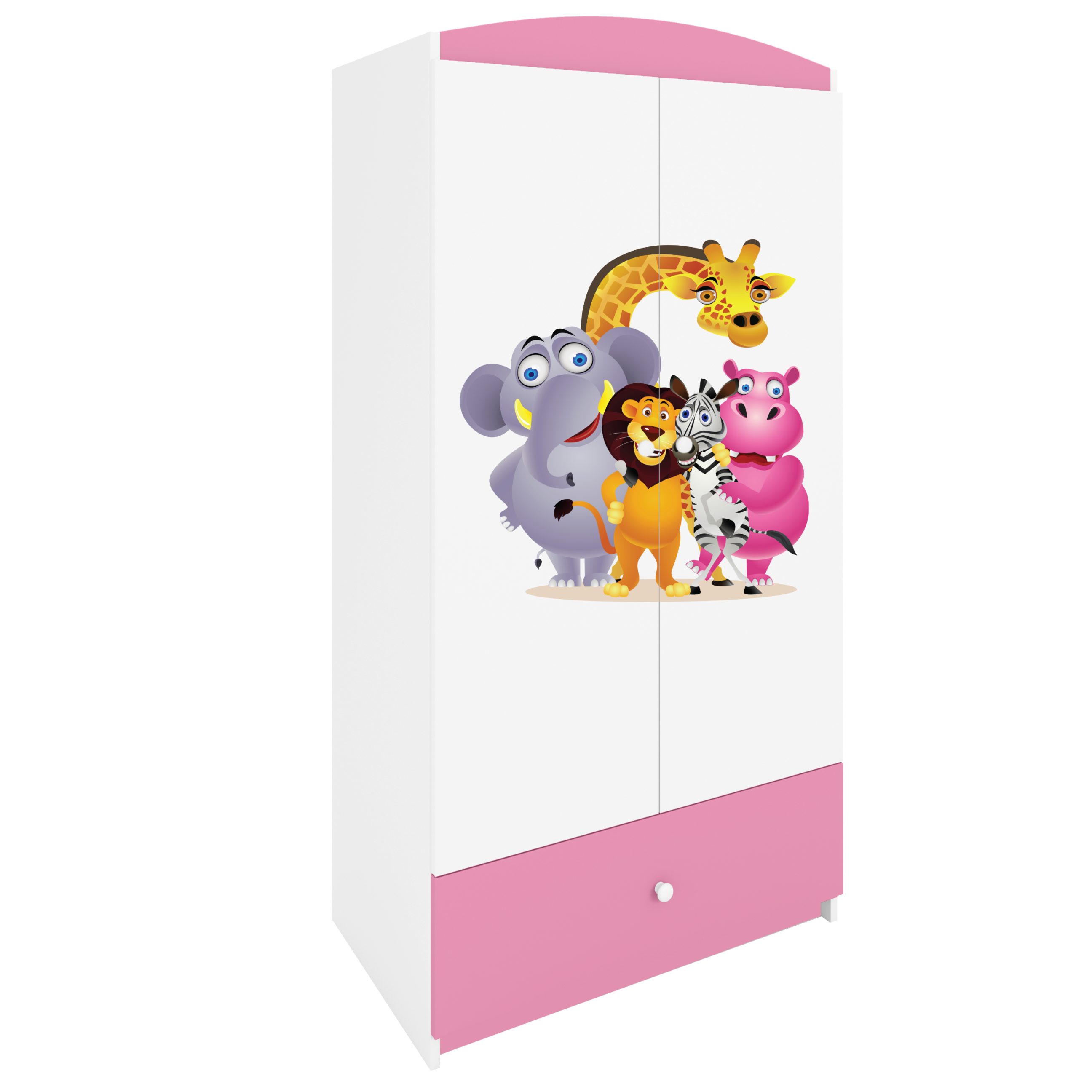 Raumhirsch Furniture Kinderkleiderschrank mit Tiermotiven - Kleiderschrank für Kinder (Kinderzimmerschrank für Jungen & Mädchen, Mit Ablagefächern & Kleiderstange) neutrale Motive, langlebig, verschiedene Farben & Designs