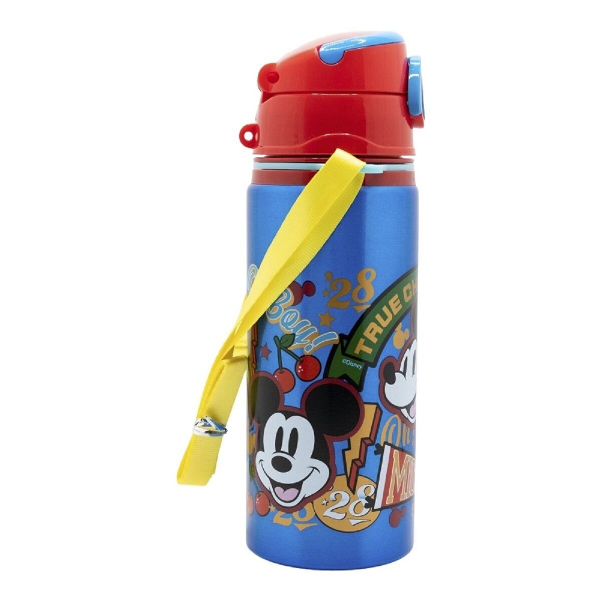 Disney Trinkflasche Disney Mickey Aluminium Trinkflasche 730ml mit Strohhalm & Tragegurt