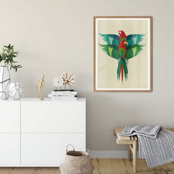 K&L Wall Art Poster Poster Braun Vogel Duo Dschungel Deko Papagei Ara, Kinderzimmer Wandbild modern