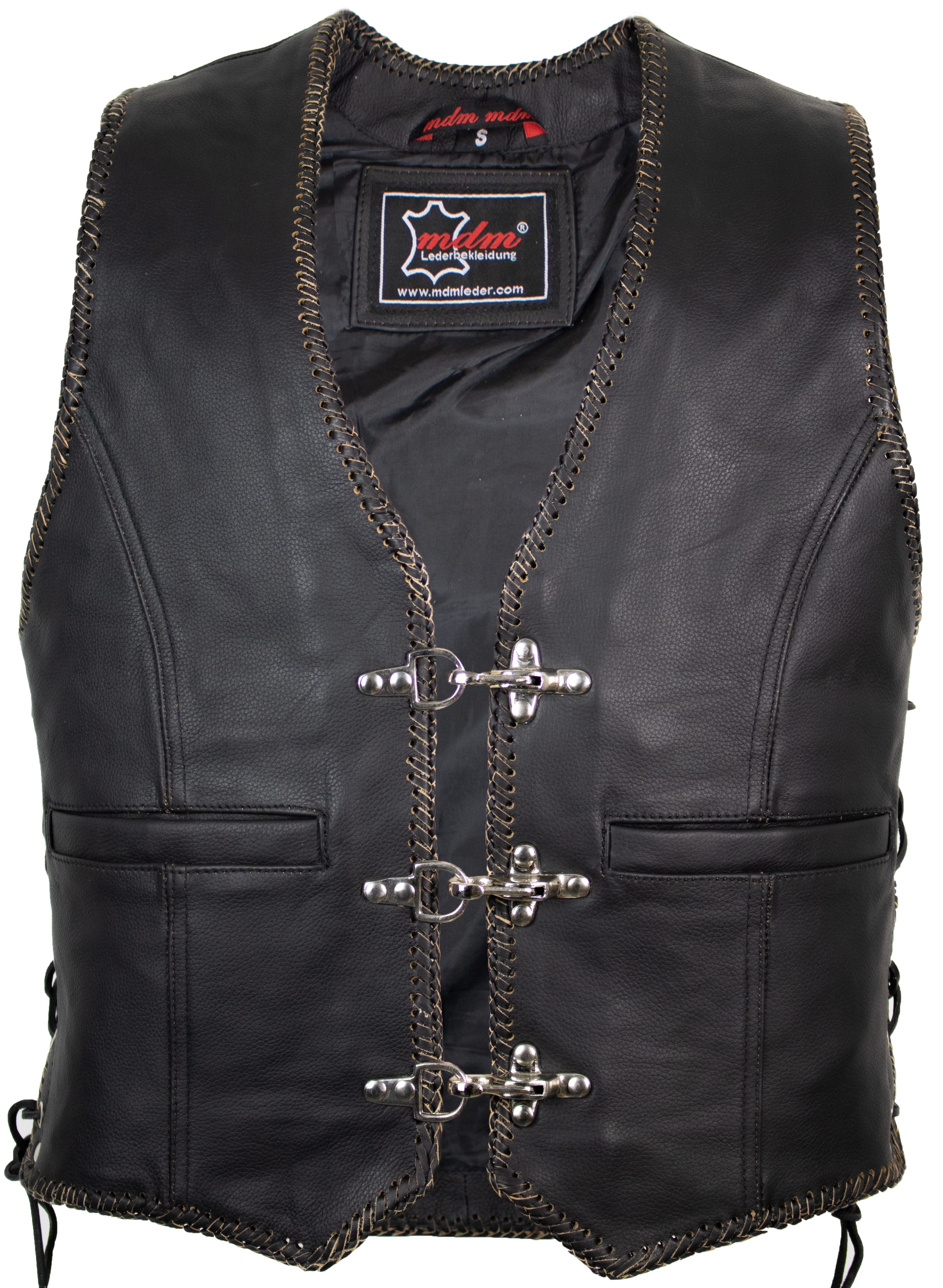 MDM Lederweste Herren Chopper Biker Lederweste günstig online kaufen
