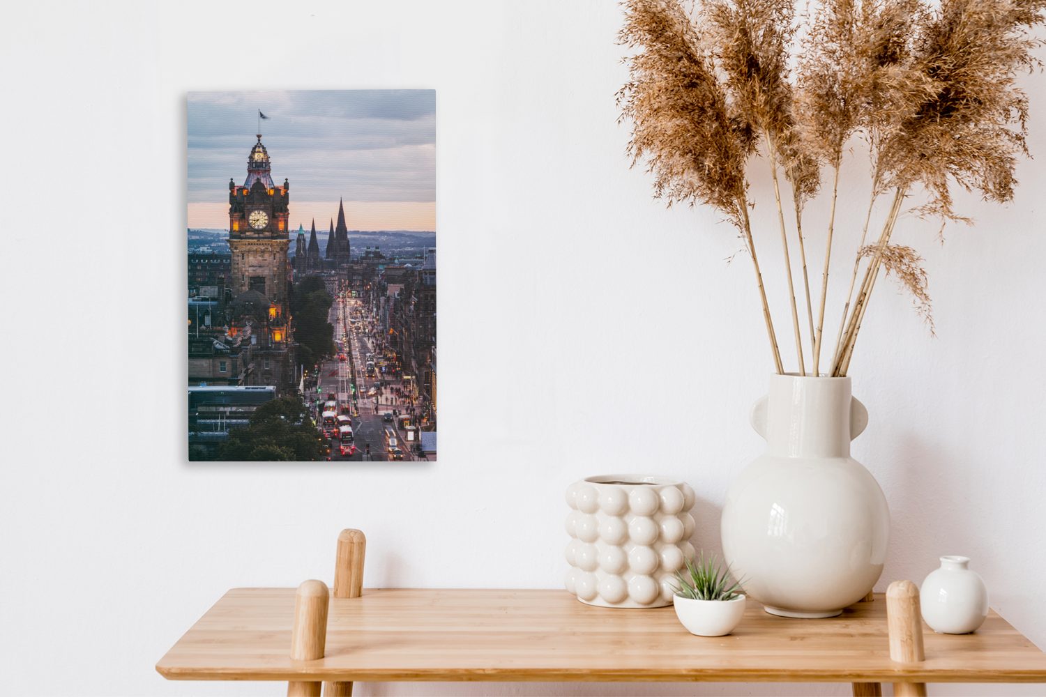 inkl. Uhr Luft Gemälde, Leinwandbild (1 fertig bespannt OneMillionCanvasses® - 20x30 Zackenaufhänger, Edinburgh, Leinwandbild cm - Verkehr St), -