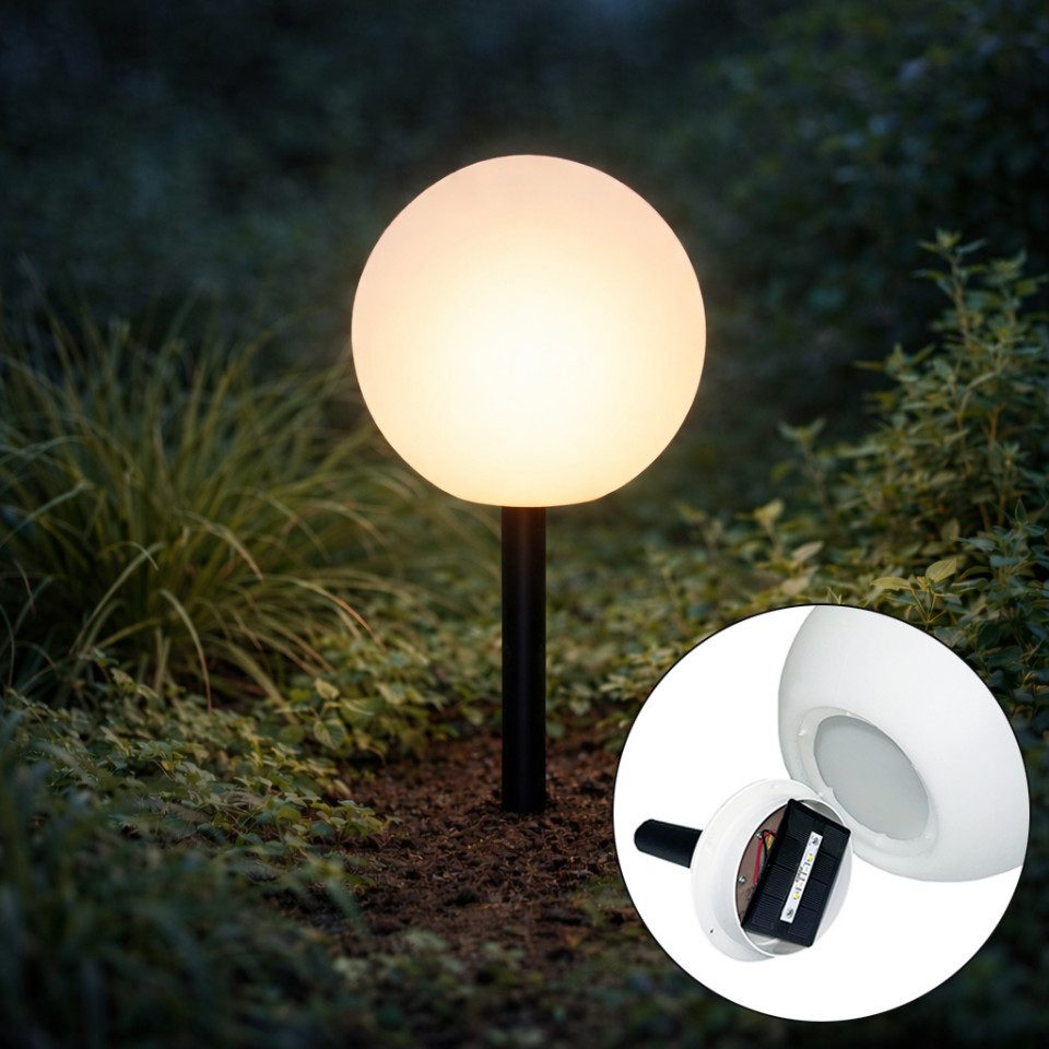 Qazqa LED Solarleuchte Ludger, LED fest integriert, Extra-Warmweiß, QAZQA Solar­leuchte, integrated, Weiß, Kunststoff, Modern