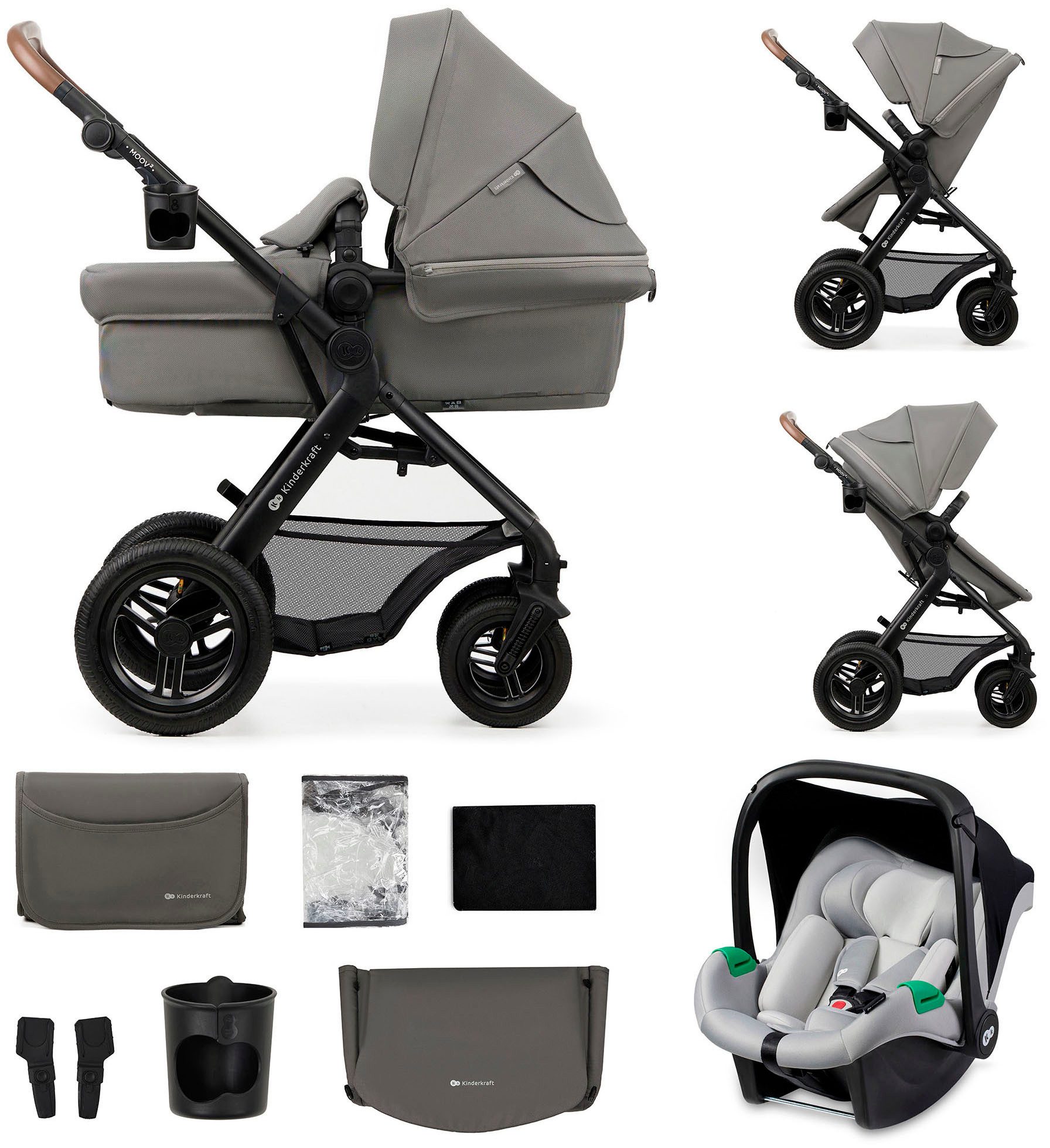 Kinderkraft Kombi-Kinderwagen MOOV 2 Air 3IN1, (Set), mit Luftreifen
