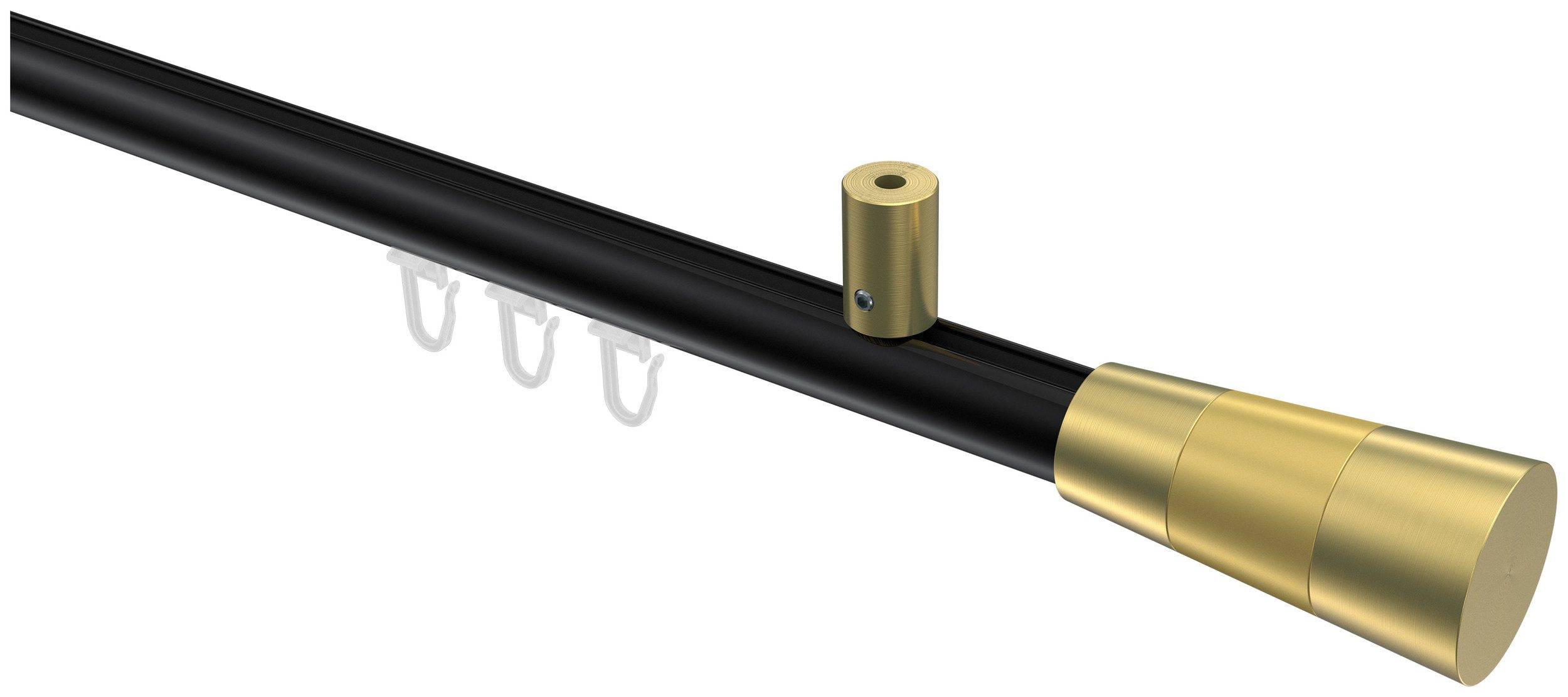 INTERDECO Innenlaufschiene Sonius Tanara, Ø 20 mm, 1-läufig, Fixmaß, kürzbar, Deckenmontage, Aluminium, Schwarz / Messing-Optik / Bicolor