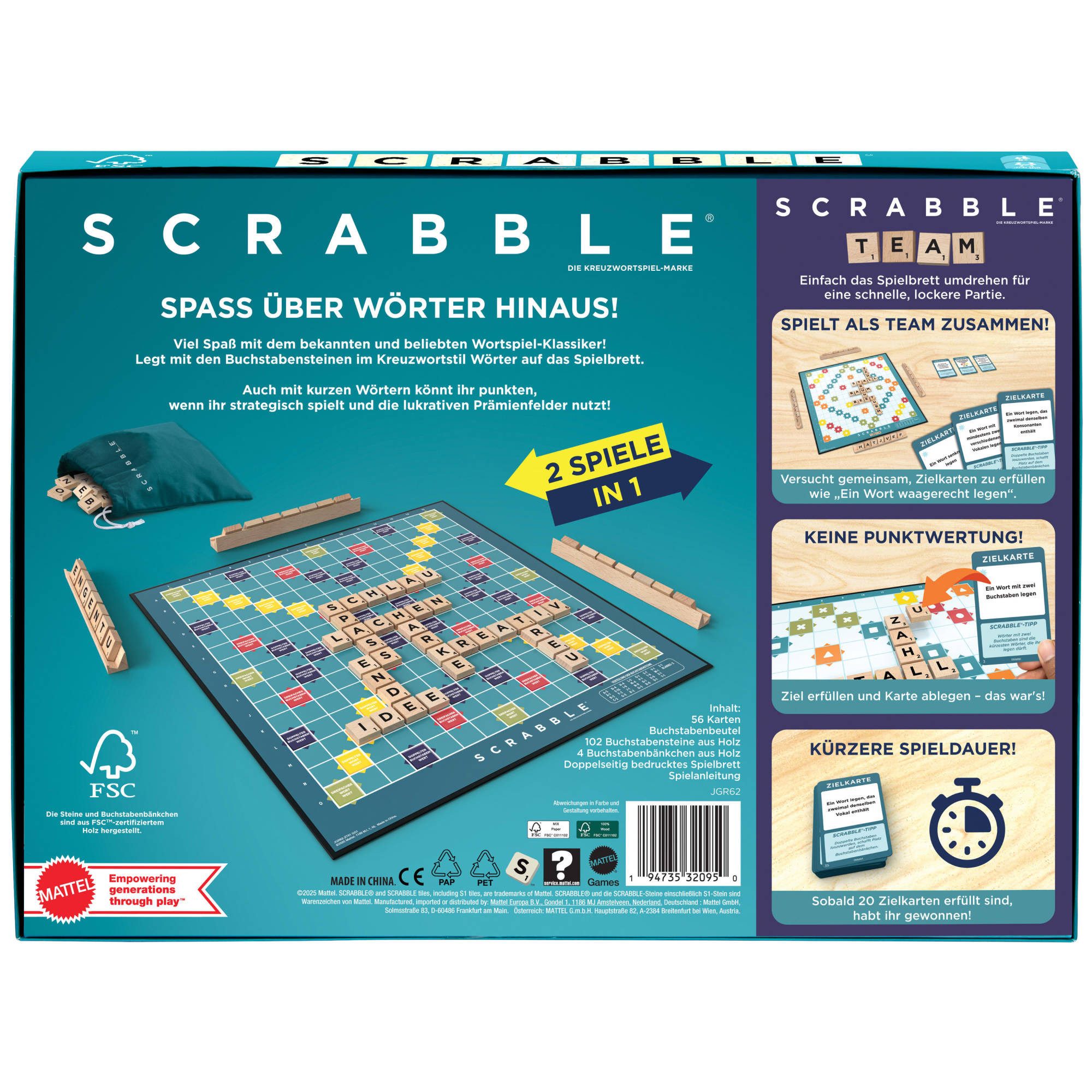 Mattel games Spiel Scrabble Original Holz “2 in 1”