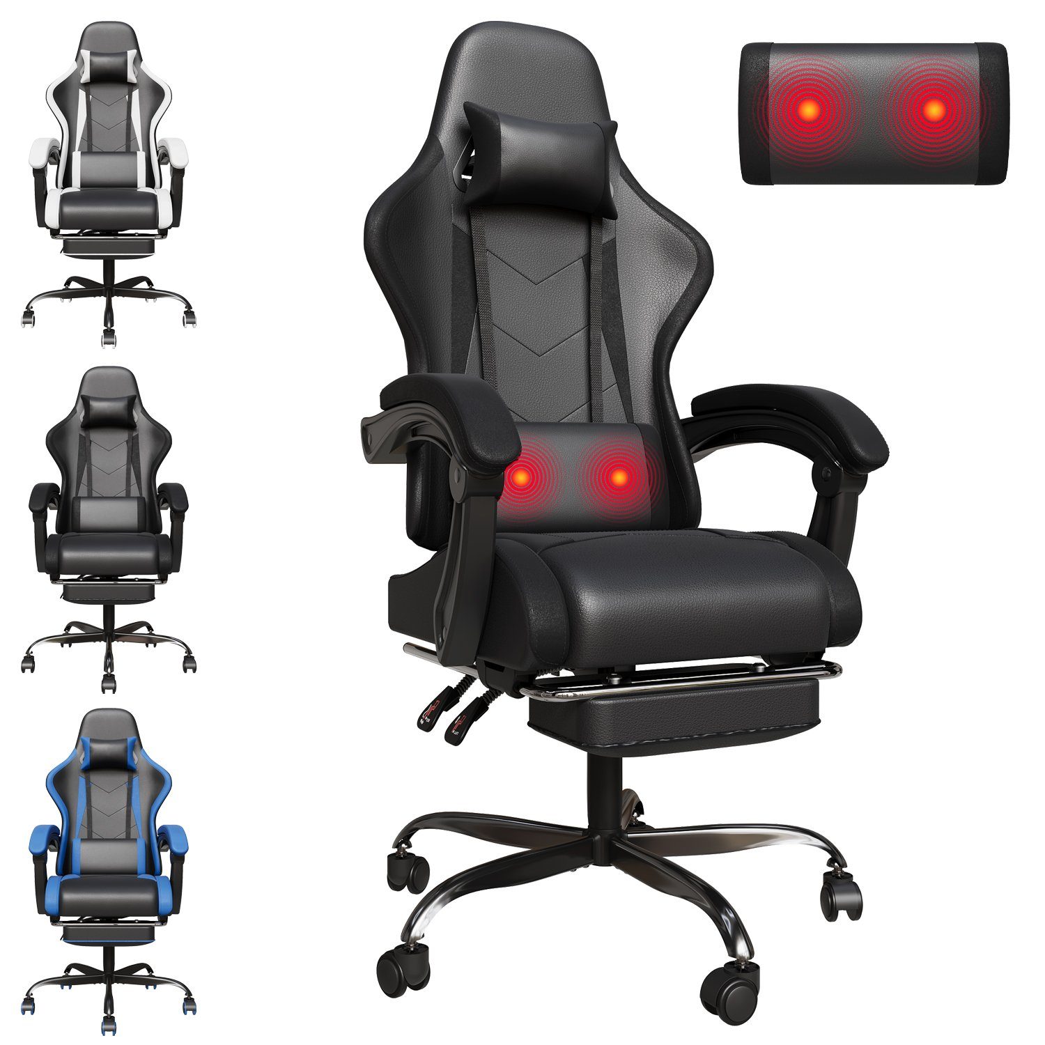 HOMALL Gaming-Stuhl Massagestuhl mit Fußstützen, Rückenlehne günstig online kaufen