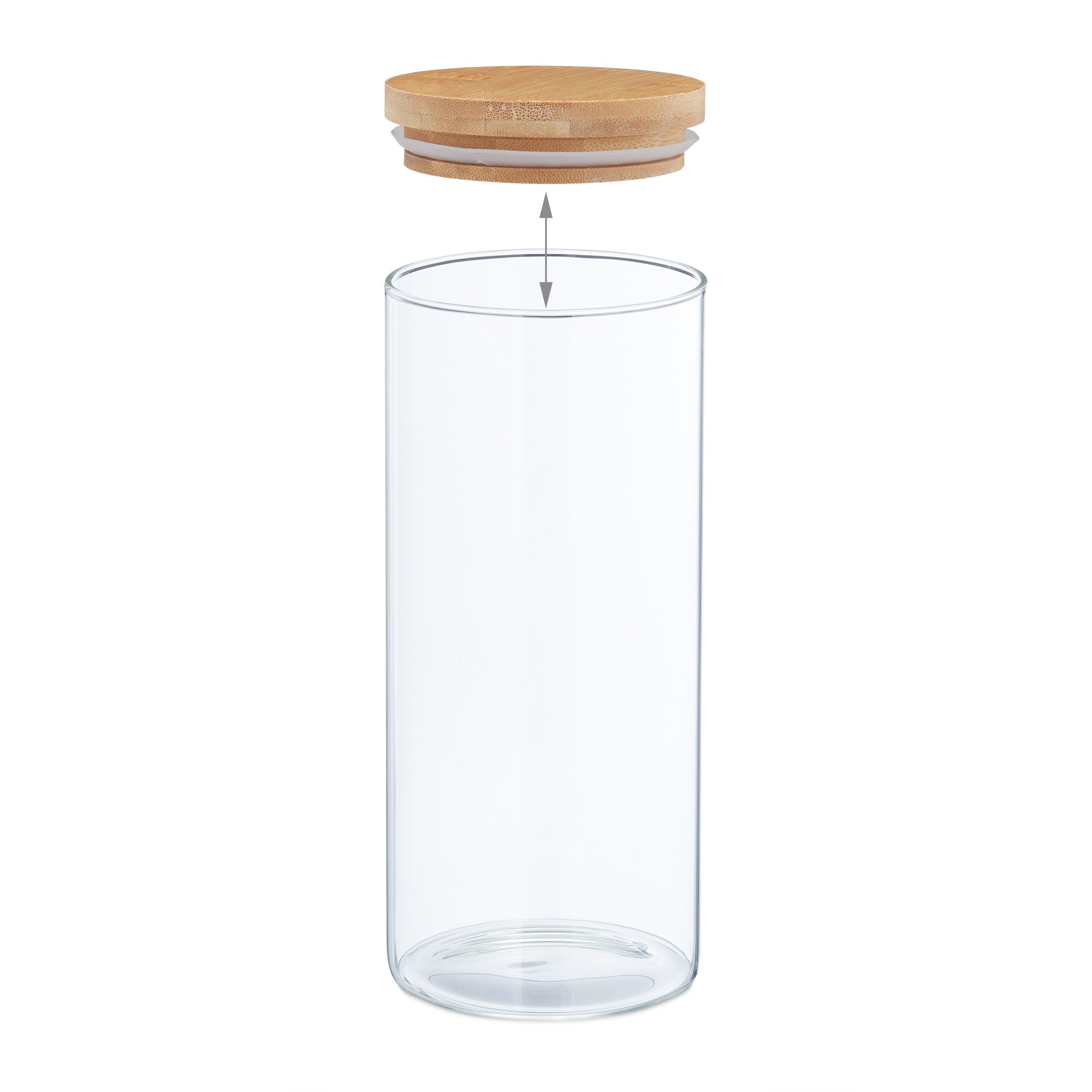 Deckel relaxdays 3er Set ml, 1300 mit Vorratsgläser Vorratsglas Glas