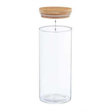 relaxdays Vorratsglas 3er Set Vorratsgläser mit Deckel 1300 ml, Glas