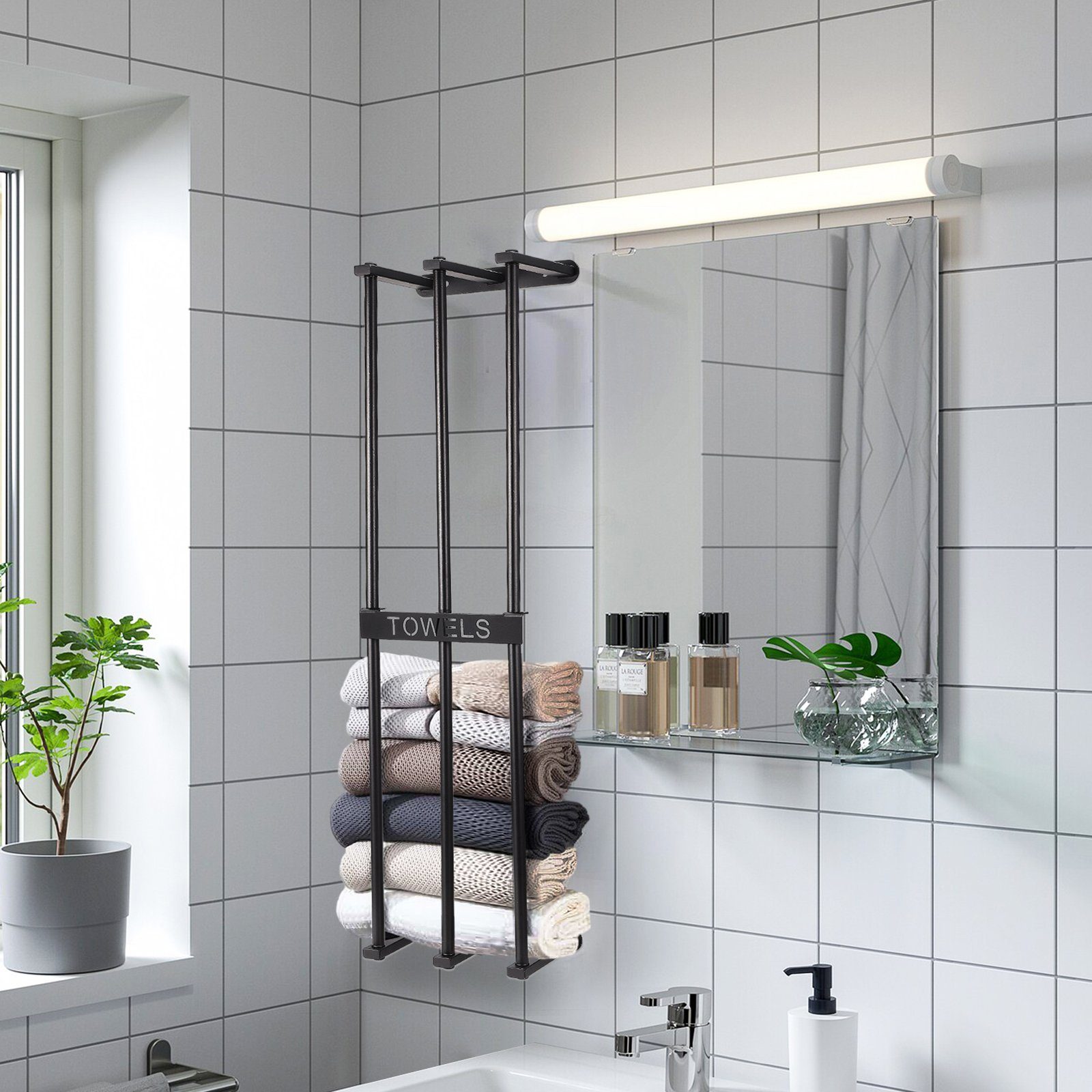 Badezimmer&Hotel, Roll Handtuchhalter zum SEEZSSA Falten Wand Metall-Badetuchhalter großer Handtuch Handtuchhalter für Handtuchlappen Wandmontierter