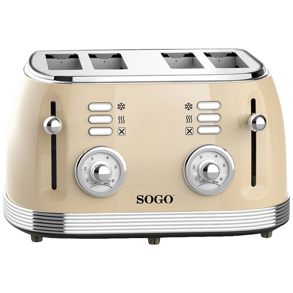 Sogo Toaster 4-Scheiben-Toaster Eternal Retro Serie, Kontrollleuchte, Toastfunktion