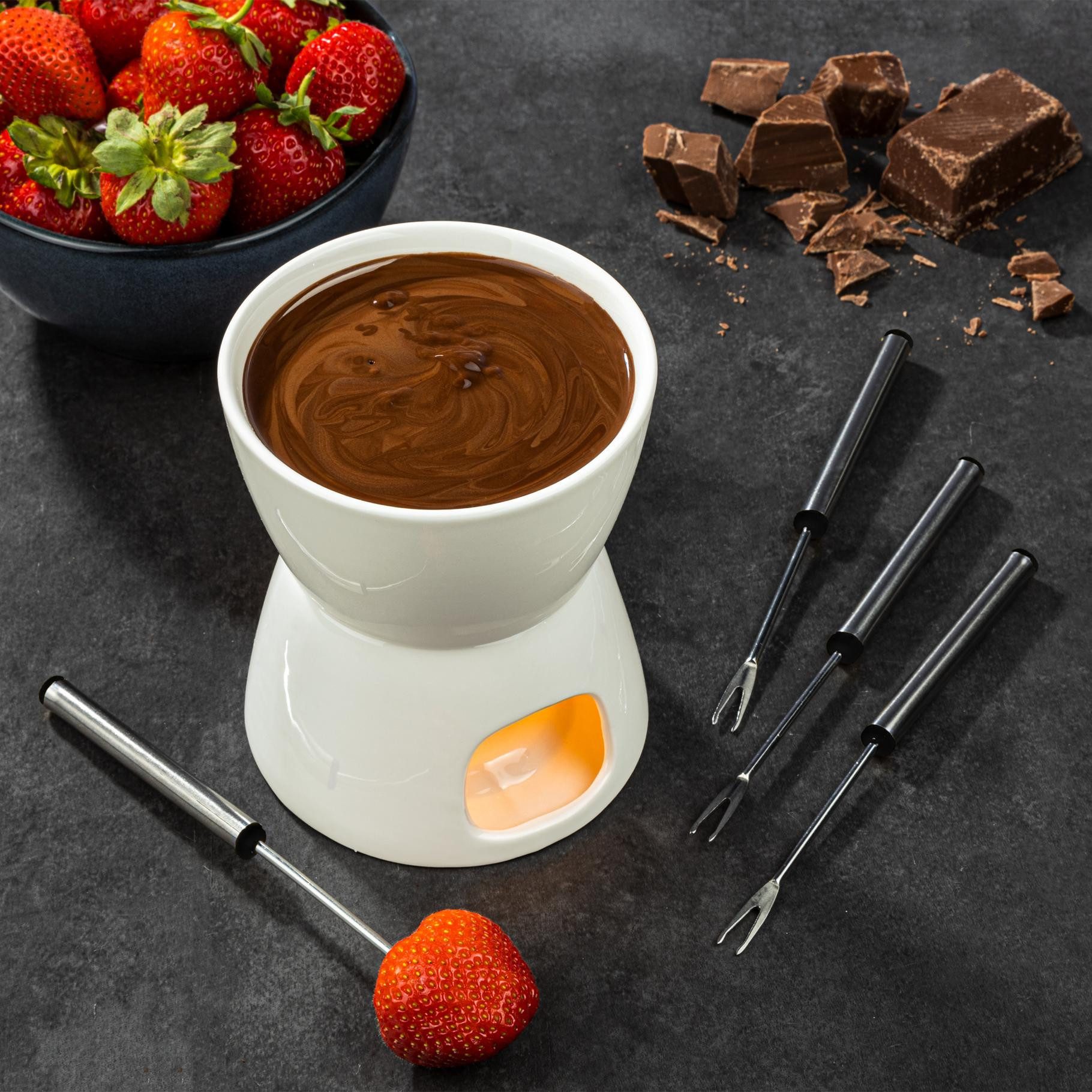 HI Fondue Schokoladen Fondue-Set aus Porzellan Maße: ca. 10,3 x 10,3 x 13cm