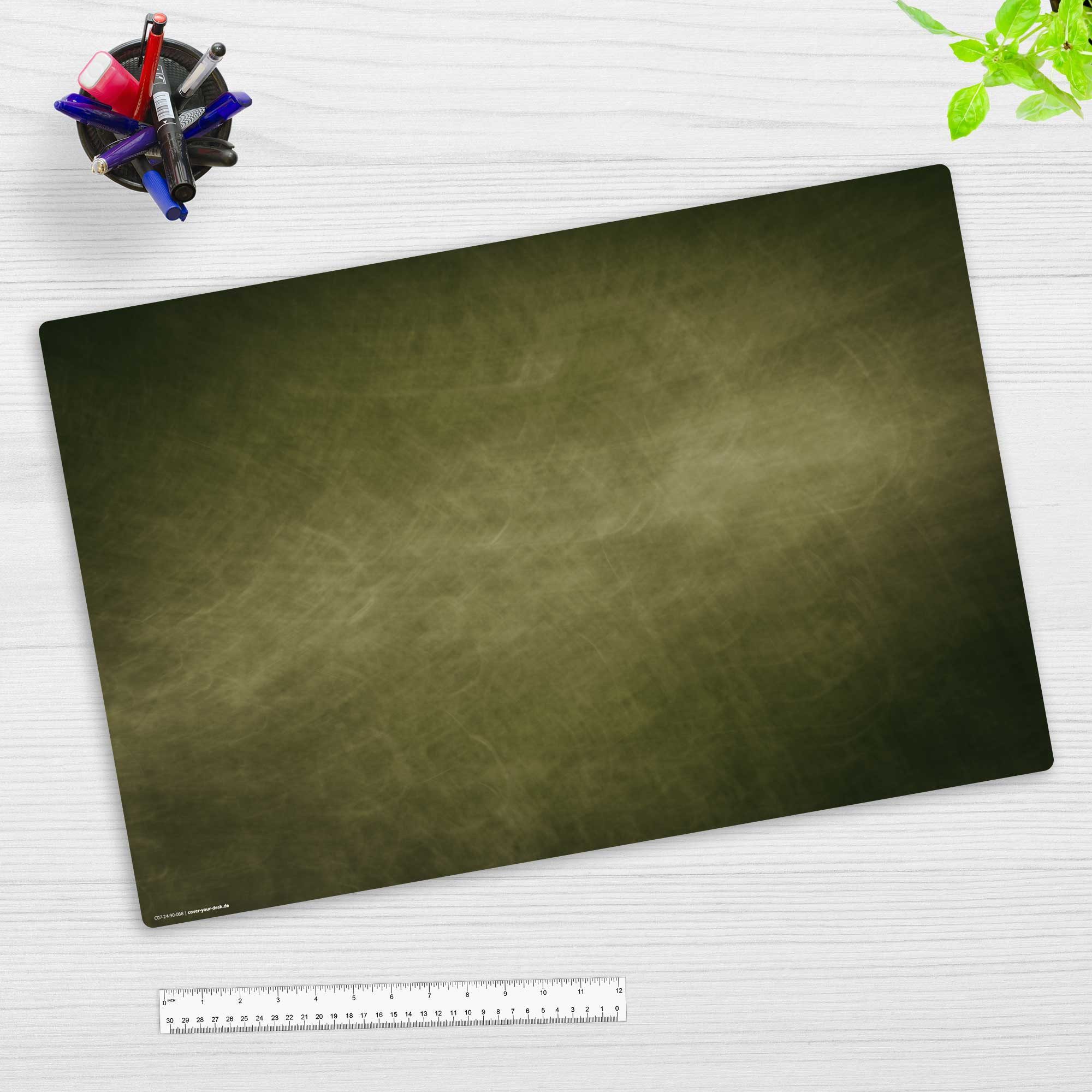 cover-your-desk.de Schreibtischunterlage abwaschbar - Olivfarbene Fläche grün - premium Vinyl - Made in Germany, (1 tlg)