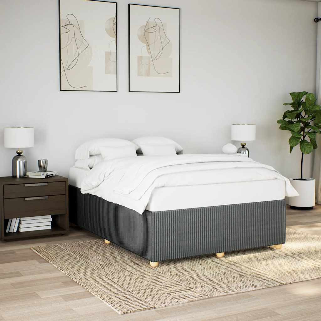 vidaXL Bett Bettgestell ohne Matratze Dunkelgrau 140x200 cm Stoff