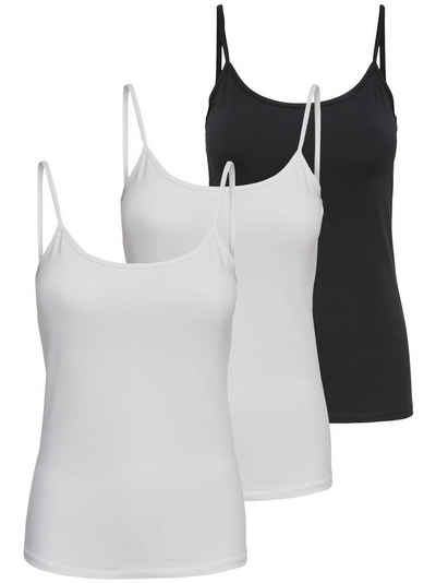 ONLY Tanktop Life Singlet (3-tlg) Figur betont, elastische Baumwollqualität