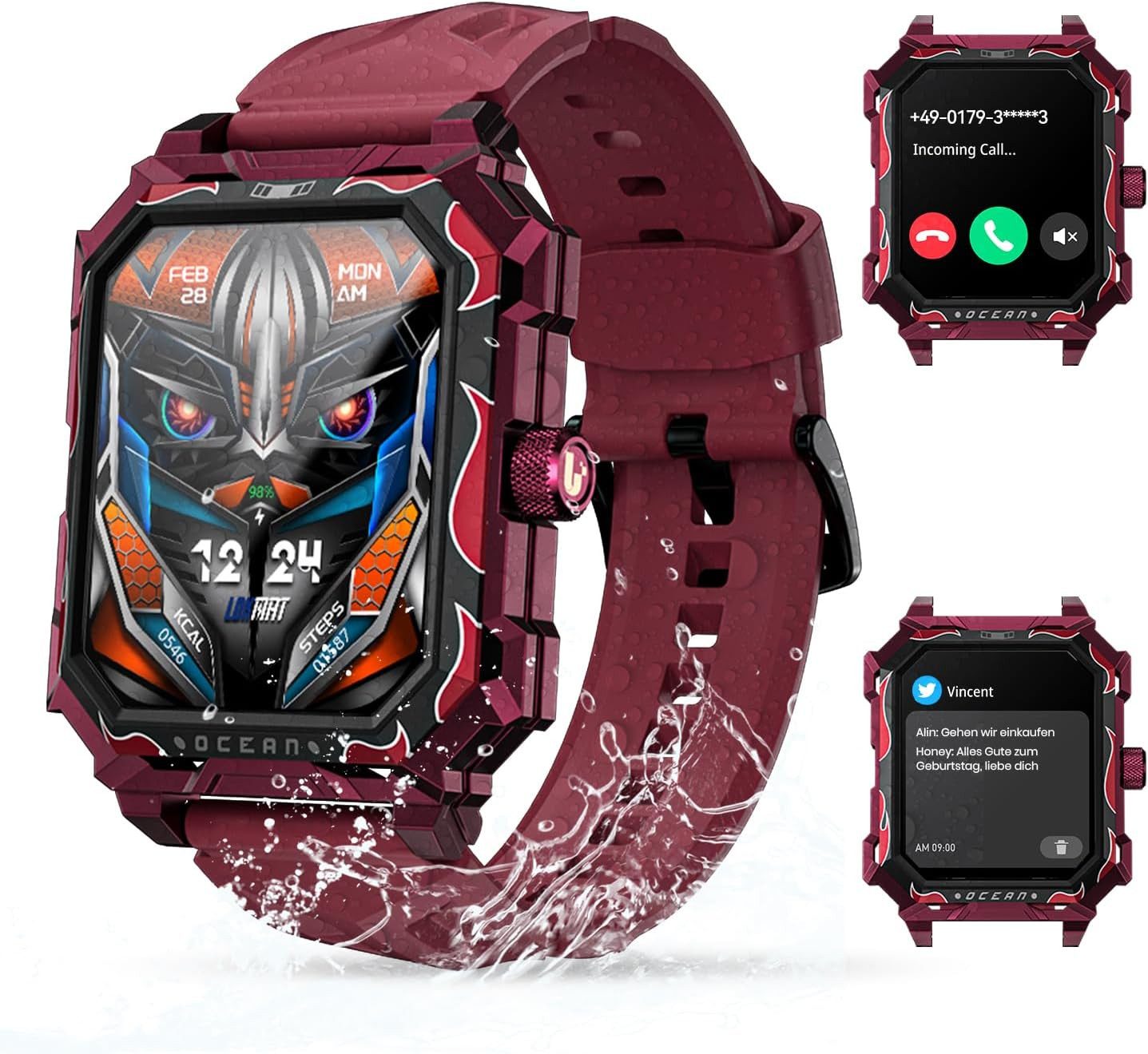 Rogbid ‎ S3-lokmat Smartwatch (4,9 cm, android ios), Outdoor Smartwatch Herren mit 1.93" HD Display, 100 Tagen