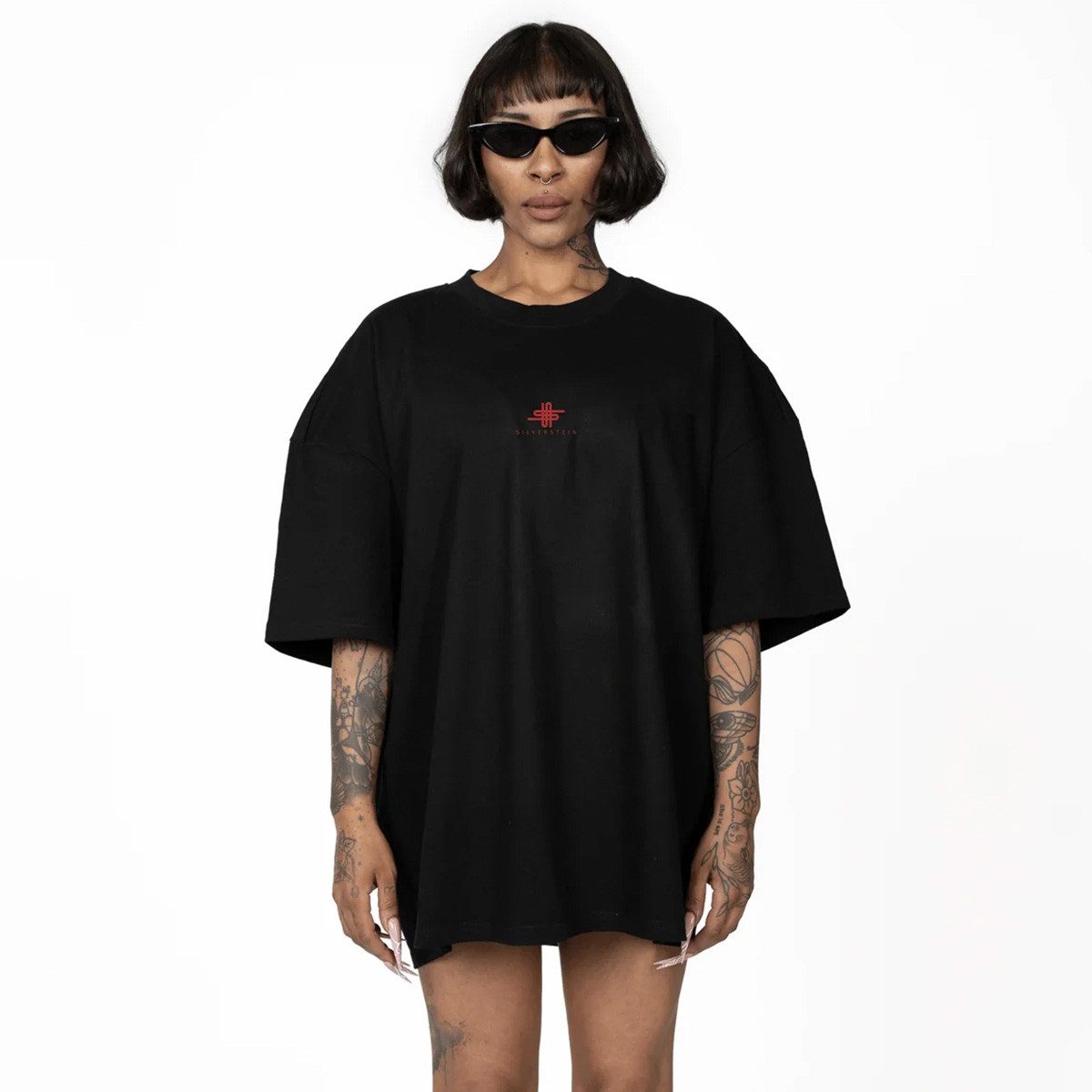 SILVERSTEIN OFFICIAL T-Shirt Black Red LG Herren Oversized Unisex T-Shirt 3D Logo Gummi SV-86