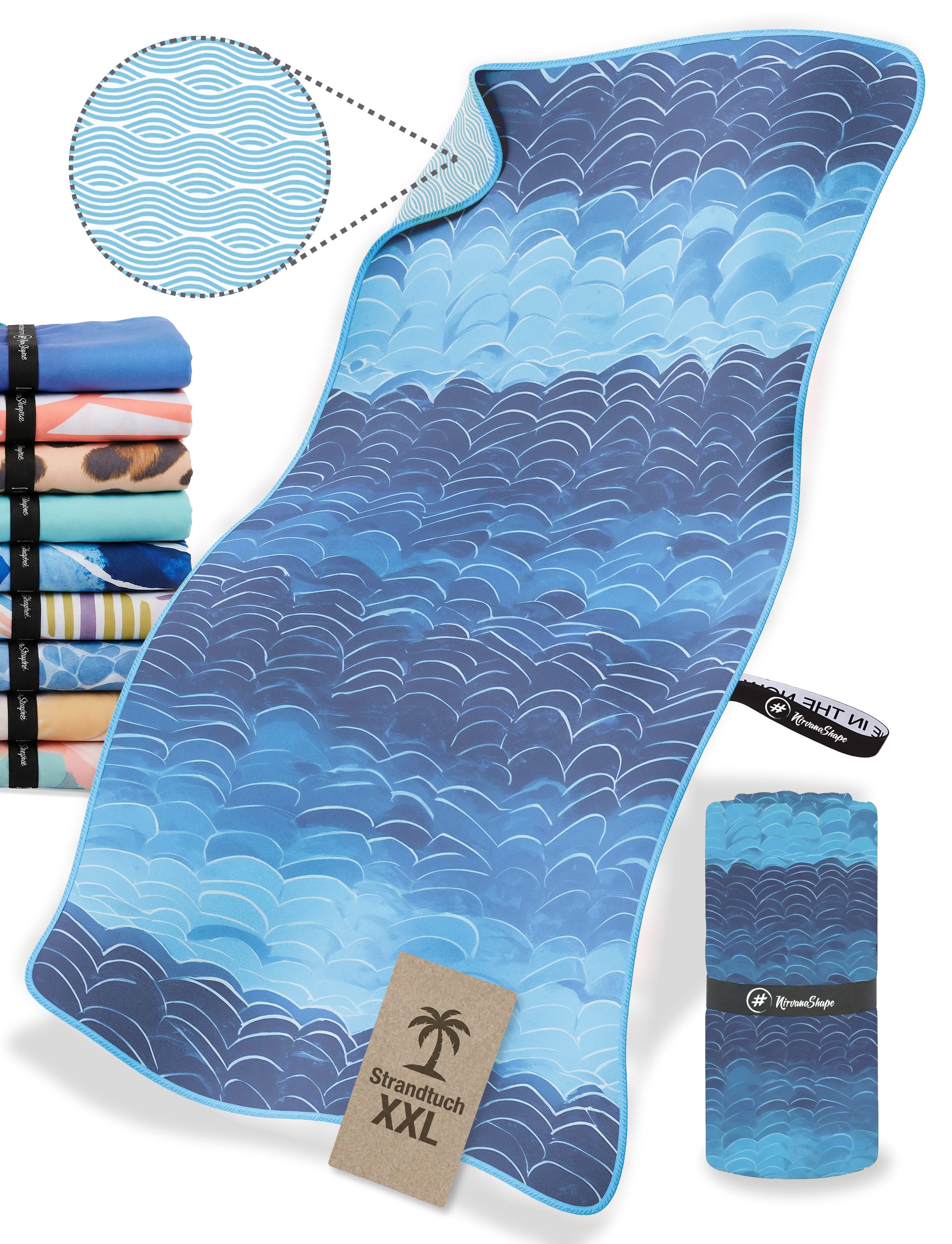 NirvanaShape Strandtuch Reise Handtuch Strandtuch XXL - Strandhandtuch, Mikrofaser Badetuch