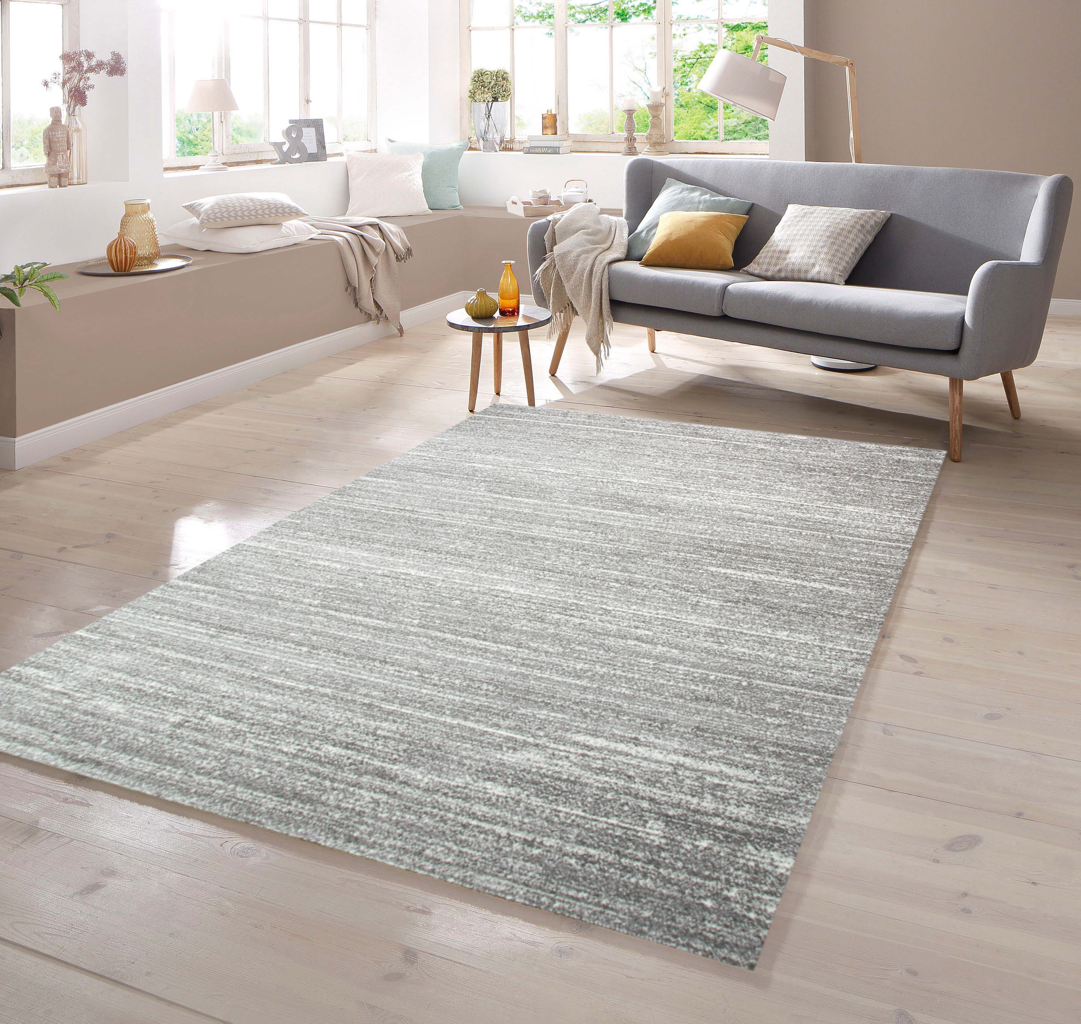 TeppichHome24 Teppich Designer Teppich Kurzflor Uni Design in Grau, rechtec günstig online kaufen