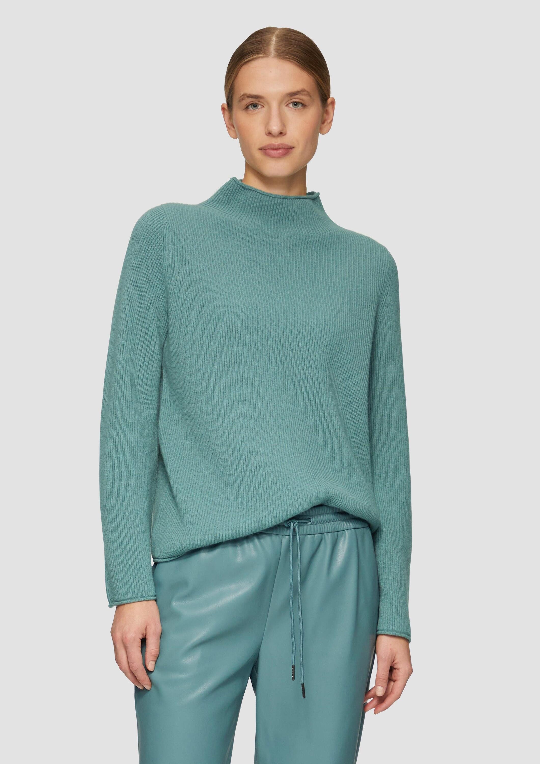 s.Oliver Longpullover Strickpullover Turtleneck-Pullover aus Wollmischung