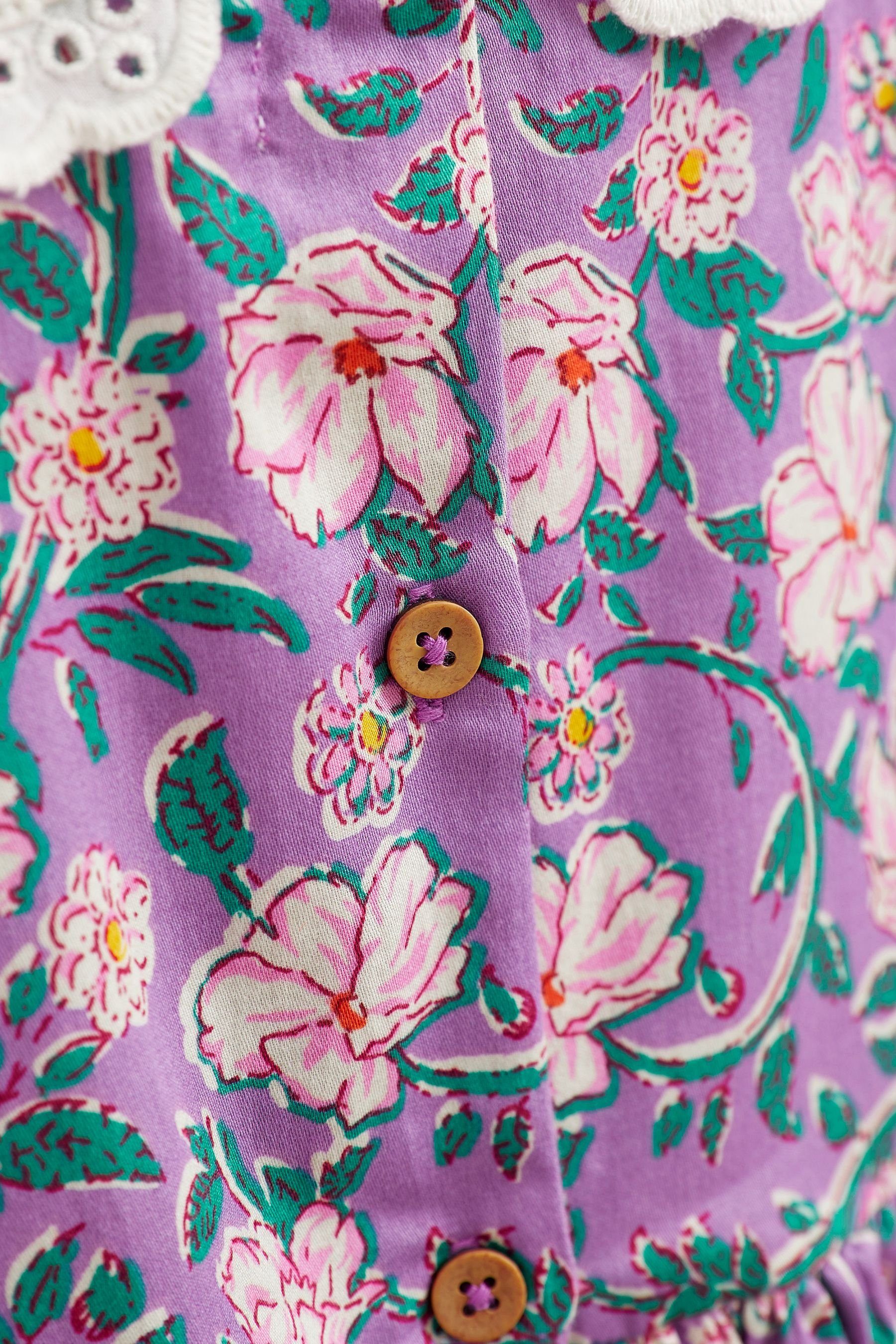 Purple Next Raffdetail Sommerkleid (1-tlg) Lilac Baumwollkleid und mit Spitzenkragen
