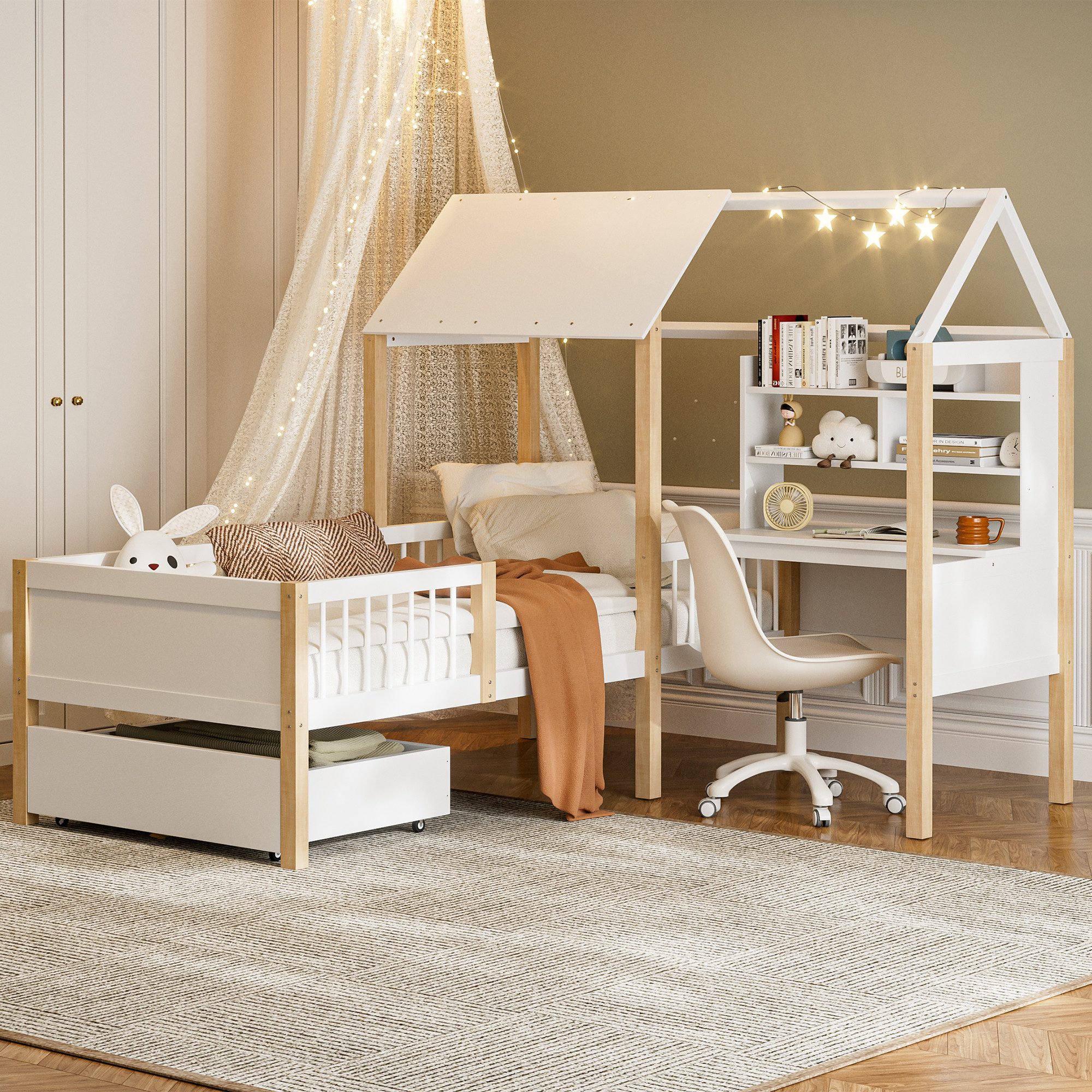 STILVORA Kinderbett Holzbett 90x200 mit Stauraum günstig online kaufen
