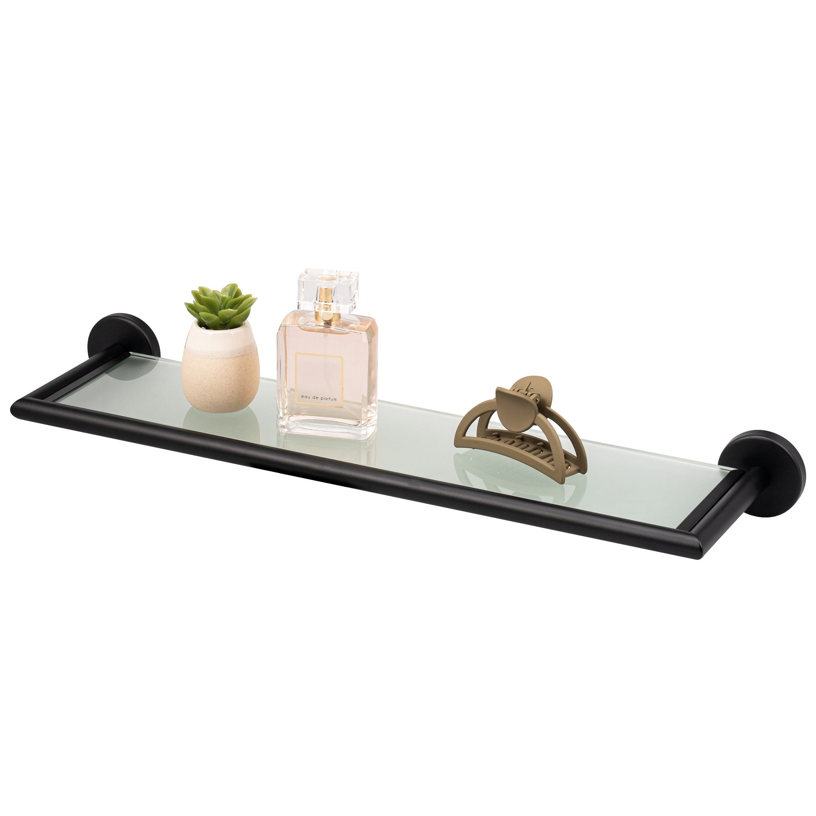 bremermann Wandregal Bad-Serie PIAZZA BLACK - aus Glas und Edelstahl matt schwarz, 1-tlg.