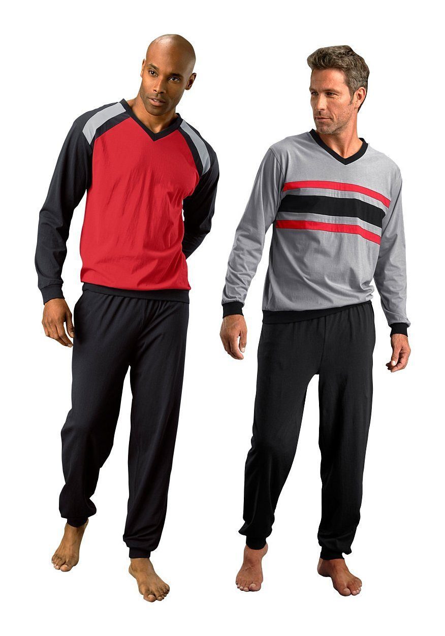 le jogger Pyjama, (Packung, 4 tlg., 2 Stück), Schlafanzug für Herren in lan günstig online kaufen