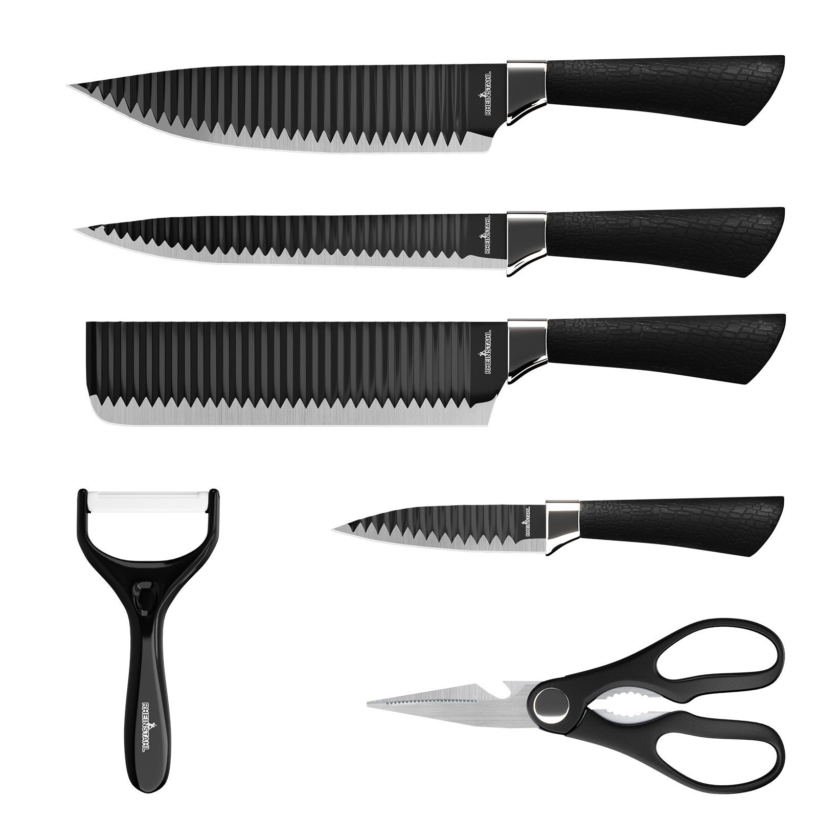 RHEINSTAHL Messer-Set 6 teilig Messerblock Messerset Küchenmesser Set Profi Kochmesser (6-tlg), hochwertiges SelbstschärfenMesser Küchenmesser Set