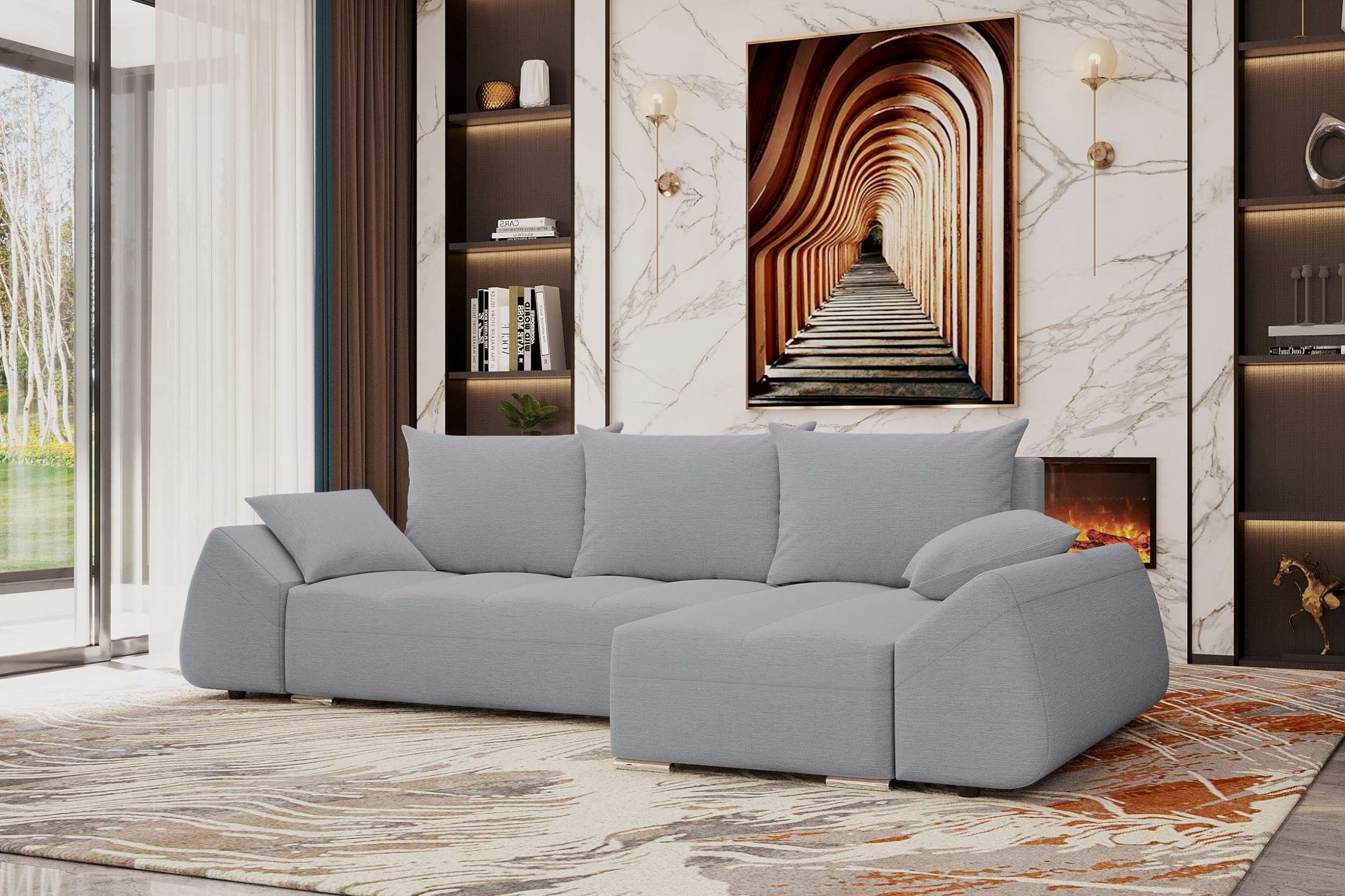Stylefy Ecksofa Cascade, L-Form, Eckcouch, Sofa, Sitzkomfort, mit Bettfunktion, mit Bettkasten, Modern Design | Ecksofas