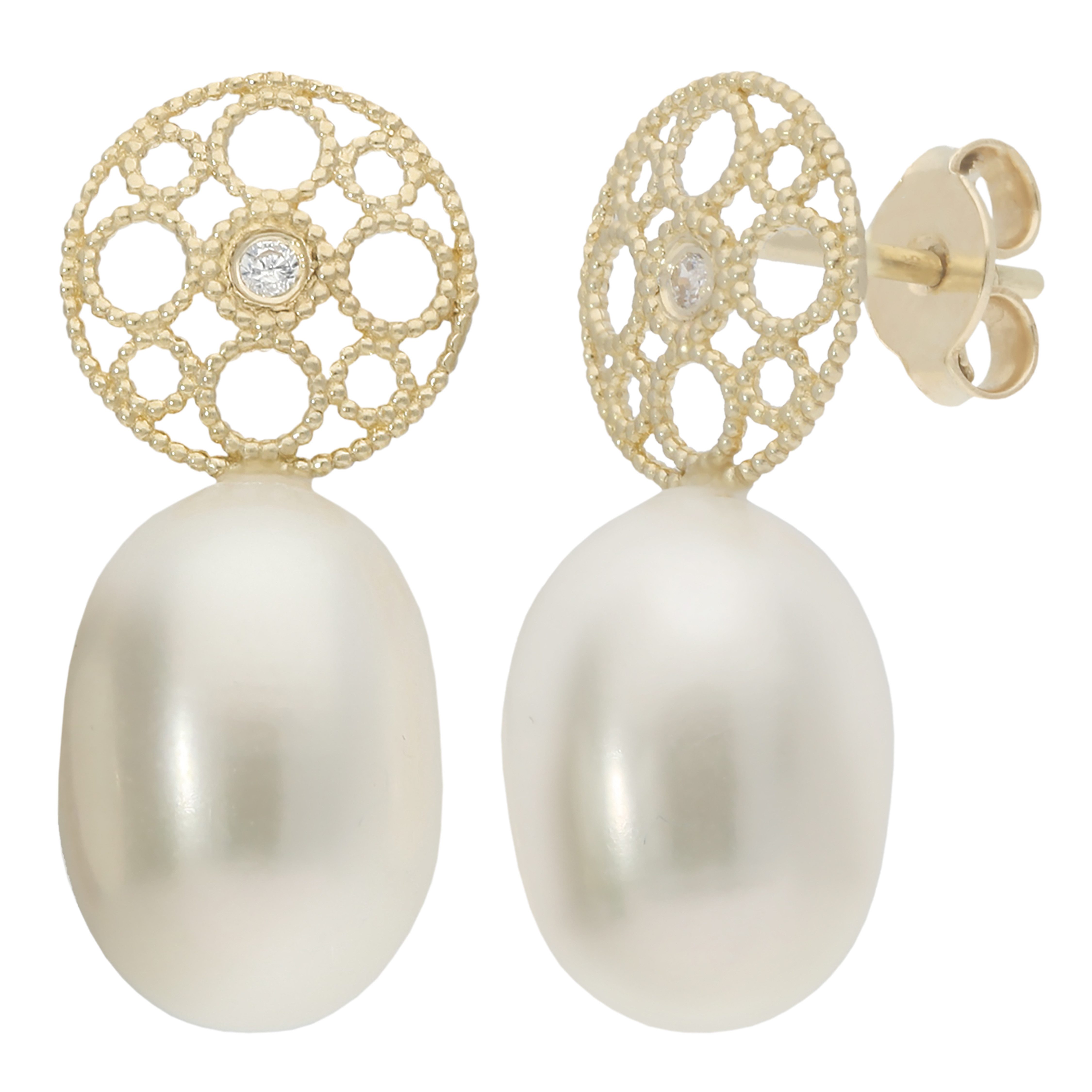 Valentinstagsgeschenk Firetti Paar Ohrstecker Schmuck Geschenk Gold 375 Ohrschmuck Ohrringe runde Scheiben, mit Zirkonia (synth) - mit Süßwasserzuchtp