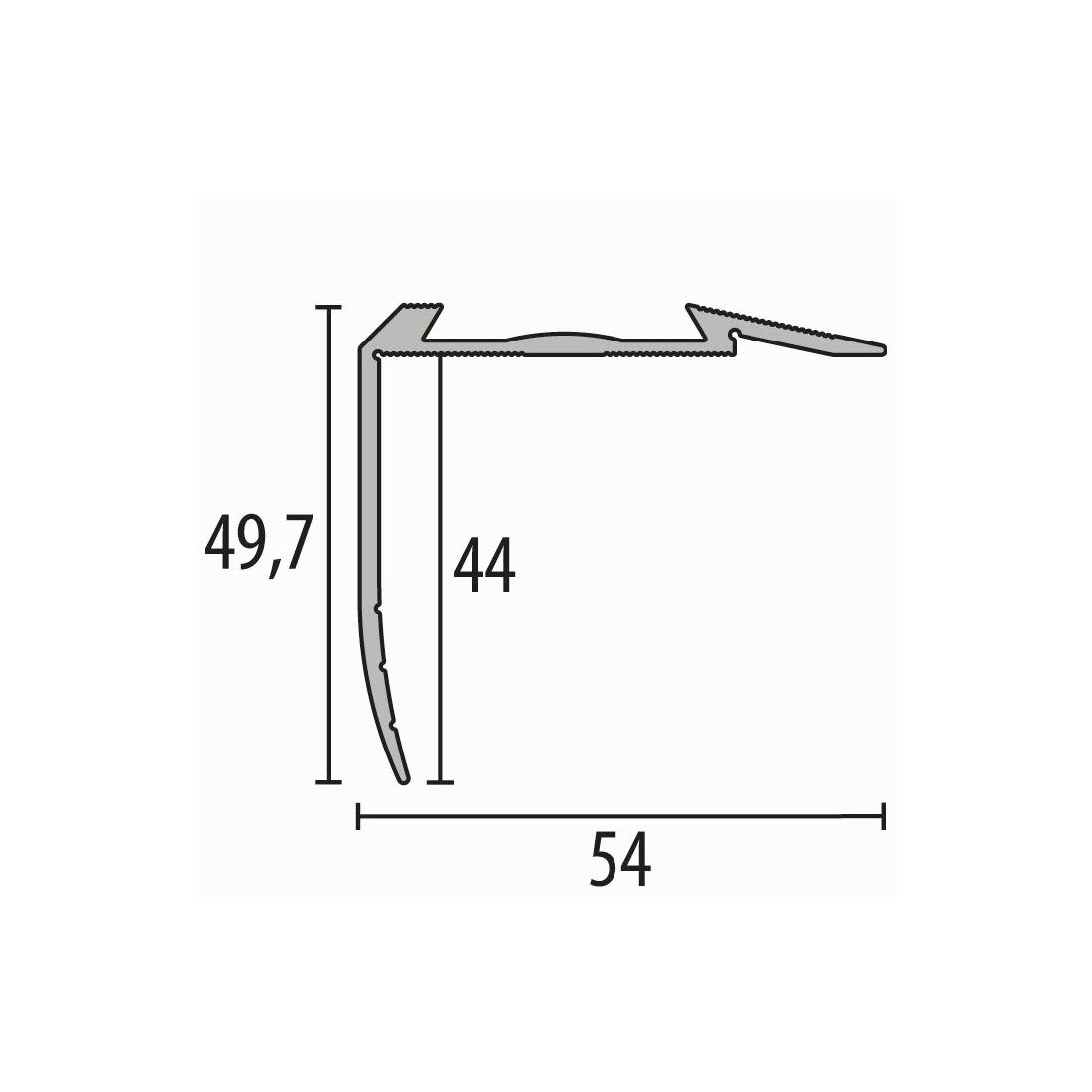 Küberit Treppenkantenprofil 49.7 x 54 x 2500 mm Winkelprofil Sand Gebohrt Aluminium