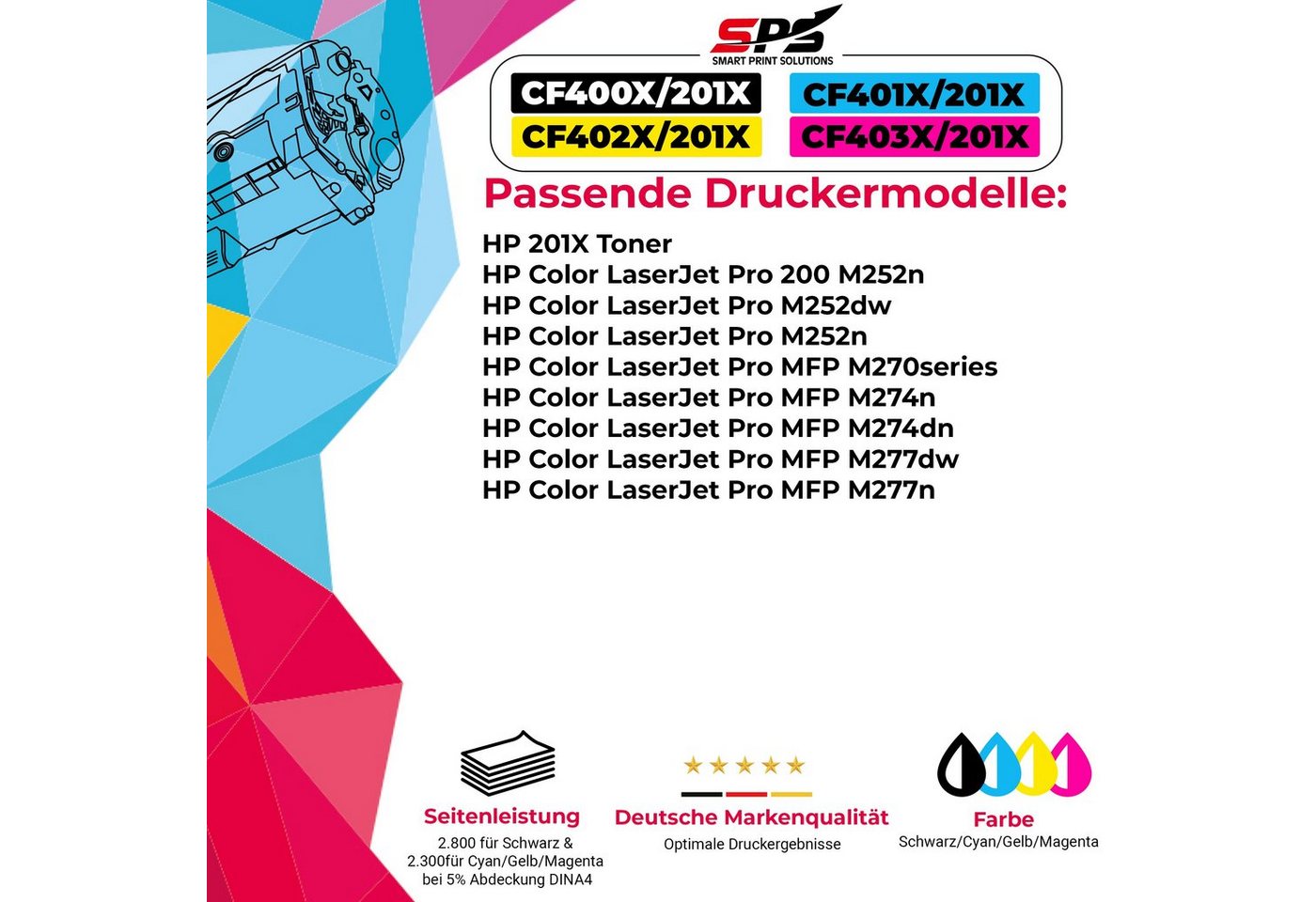 Thumbnail - SPS Tonerkartusche Kompatibel für HP Color Laserjet Pro MFP M277DW, (1er Pack, 1-St., 1 x Toner (Für HP CF402X Gelb)