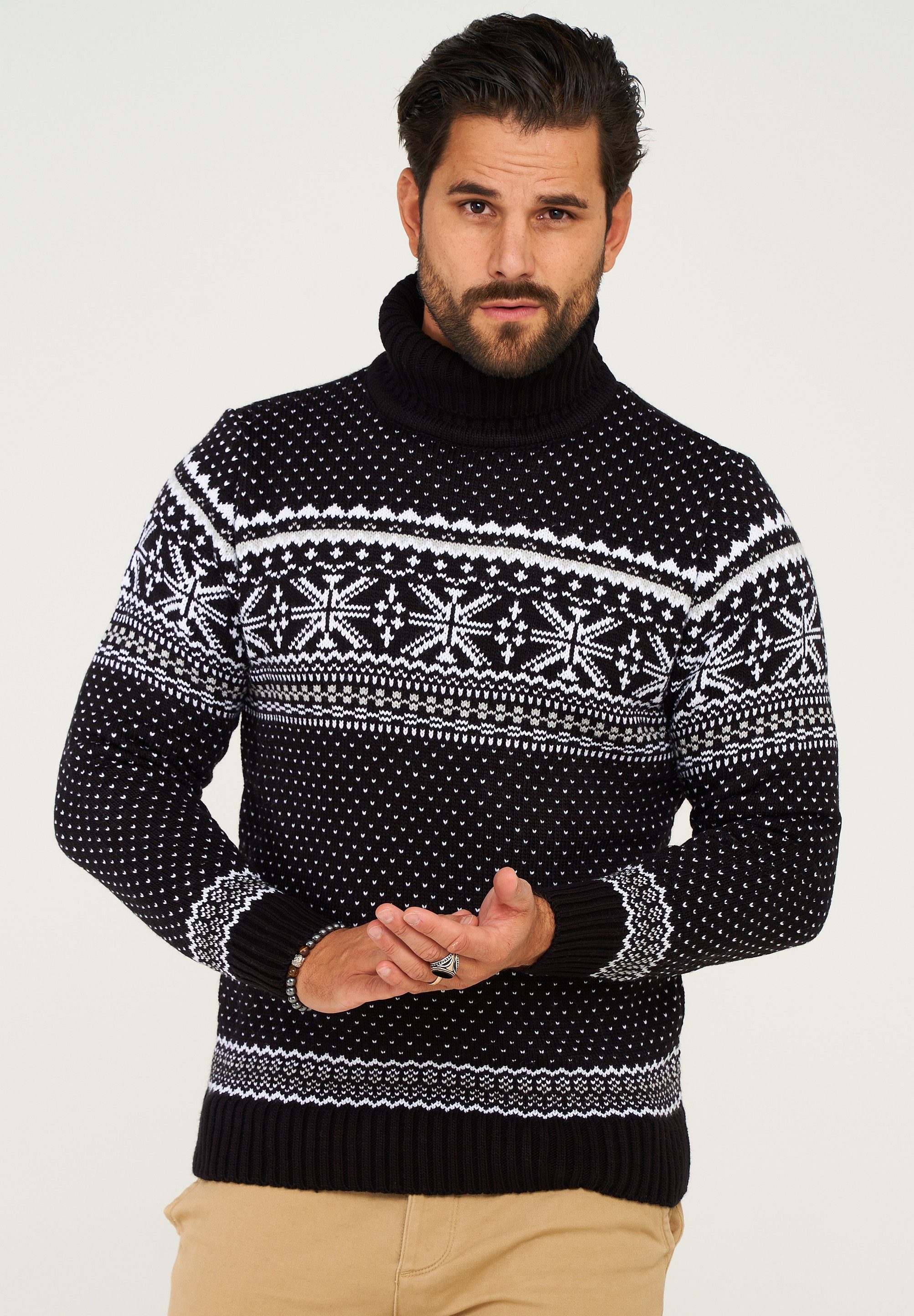 behype Rollkragenpullover BHSALCHA Winter-Grobstrick Pullover Weihnachts-St günstig online kaufen